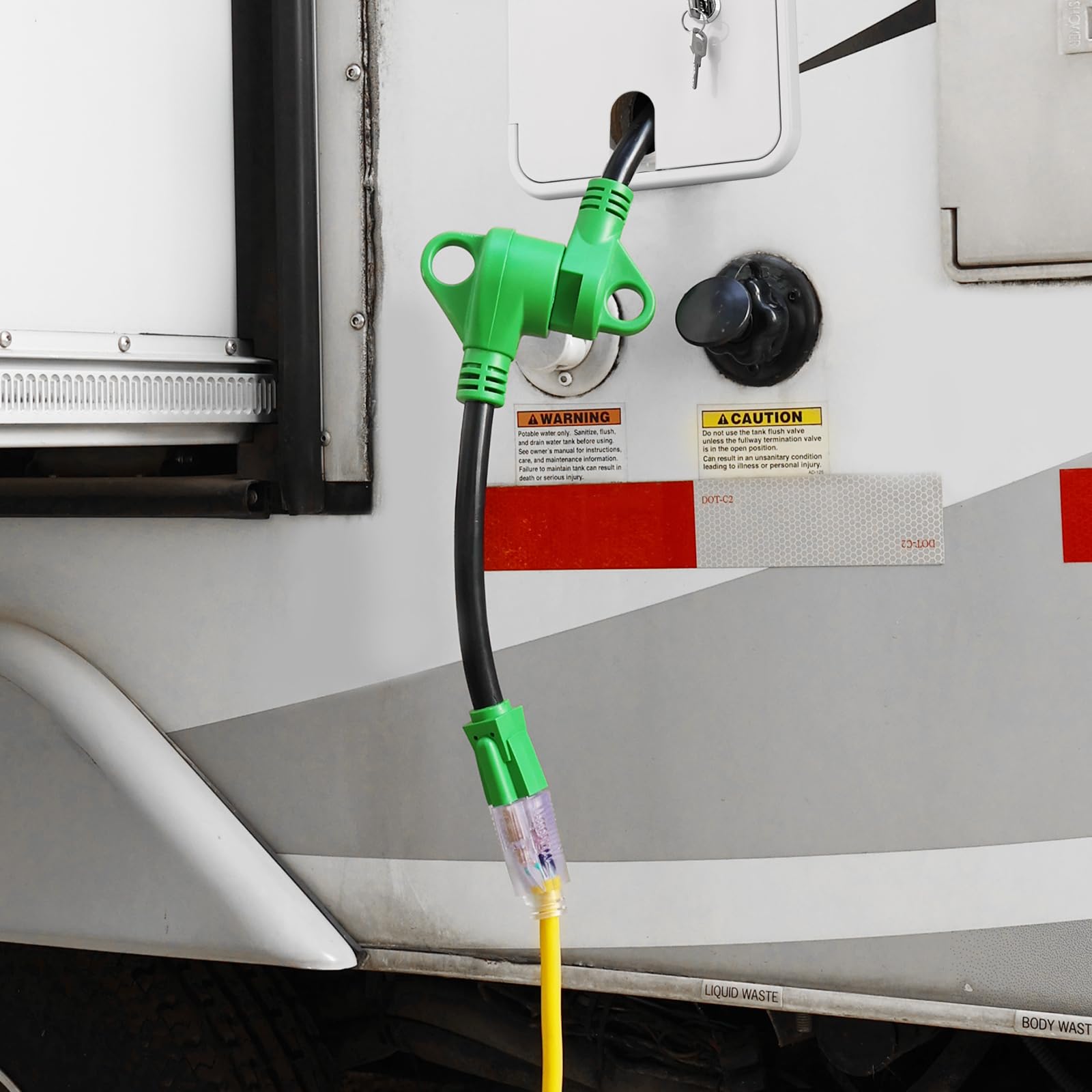 Rvguard 30 Amp To 110 Volt Rv Adapter Cord 12 Inch, Nema 5-15P To Nema Tt-30R Electrical Power Adapter With Led Power Indicator,