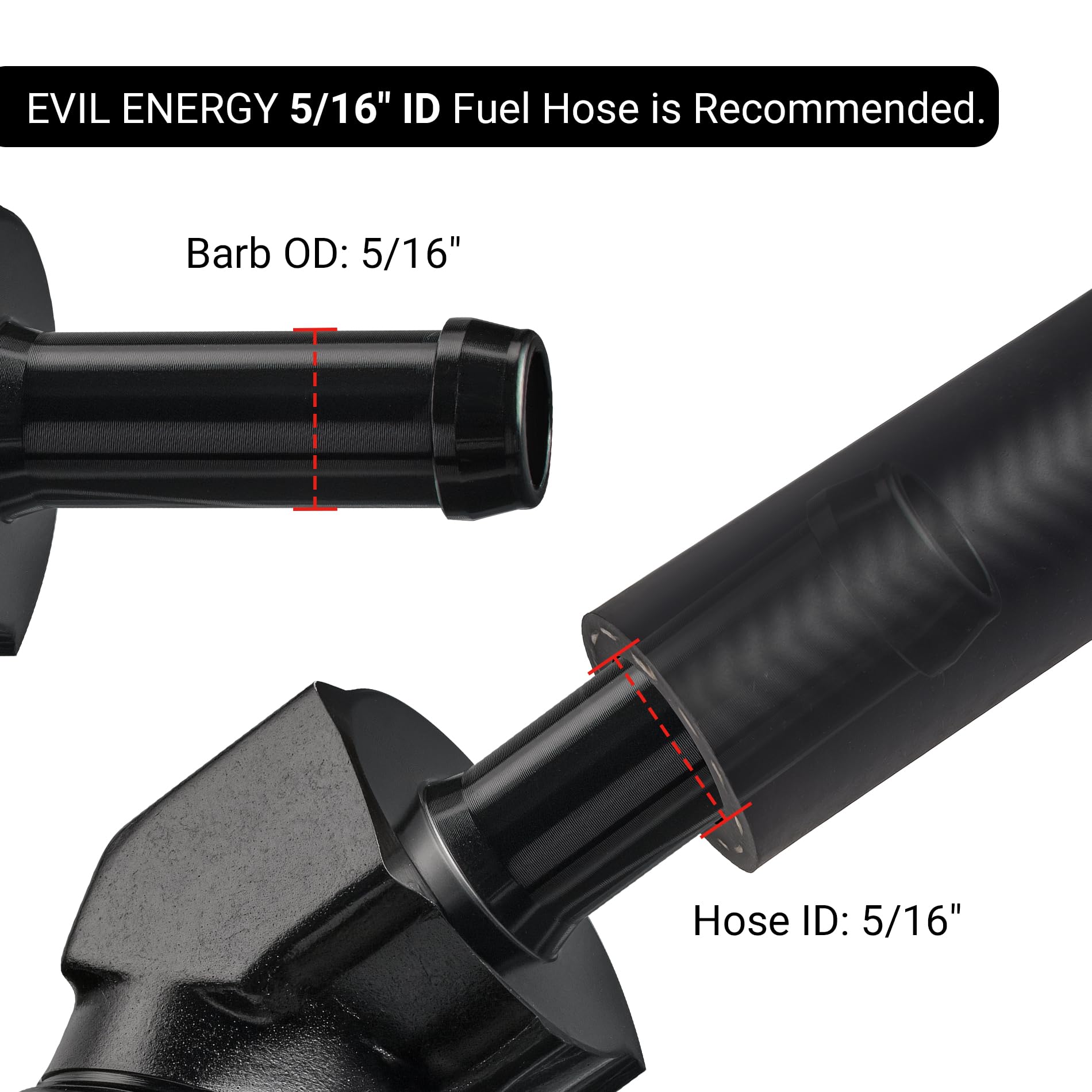 Evil Energy 8An Female To 5/16'' Barb Hose Fitting 45 Degree Swivel