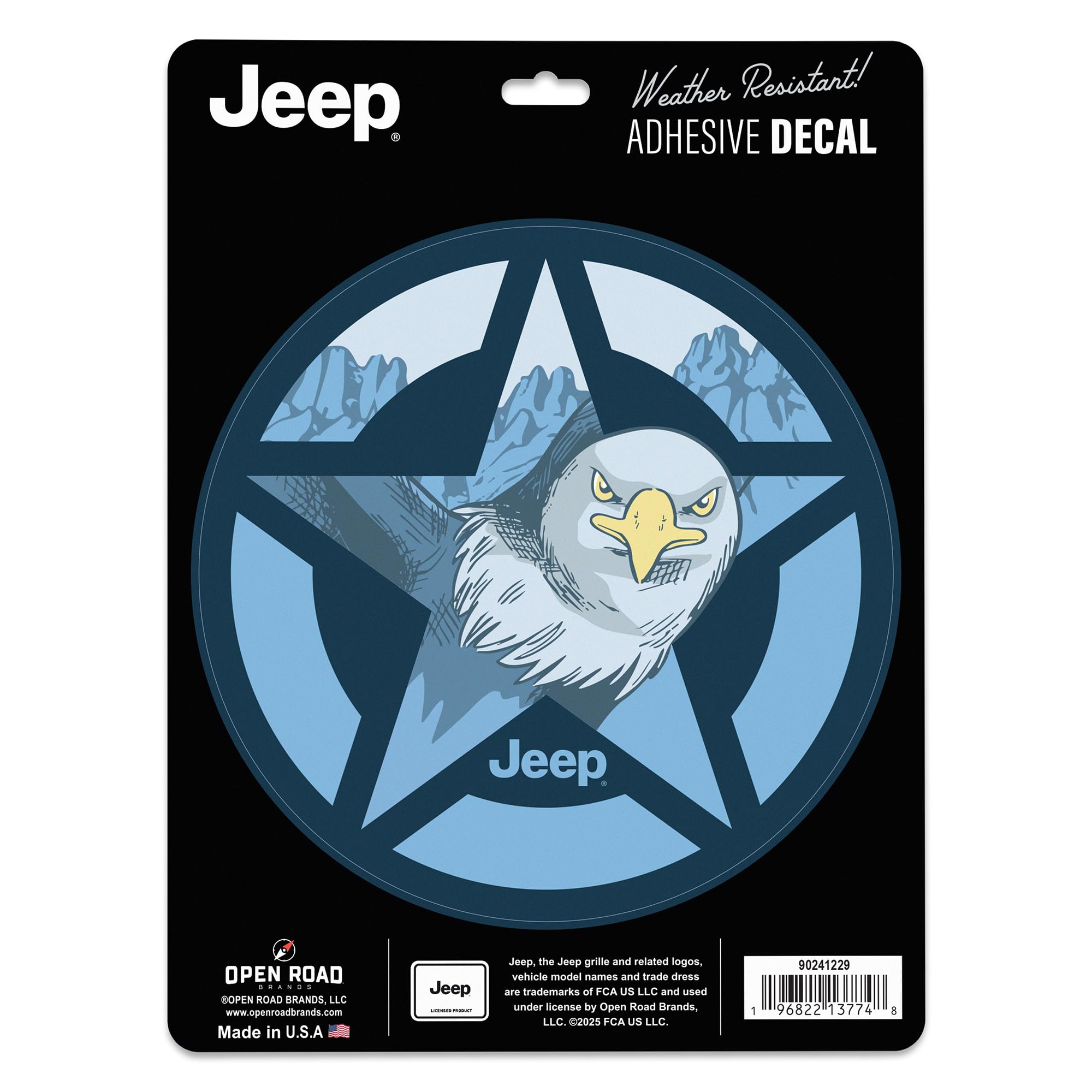 Jeep Eagle Star Adhesive Vinyl Decal - Patriotic Jeep Sticker for Laptop, Water Bottle or SUV