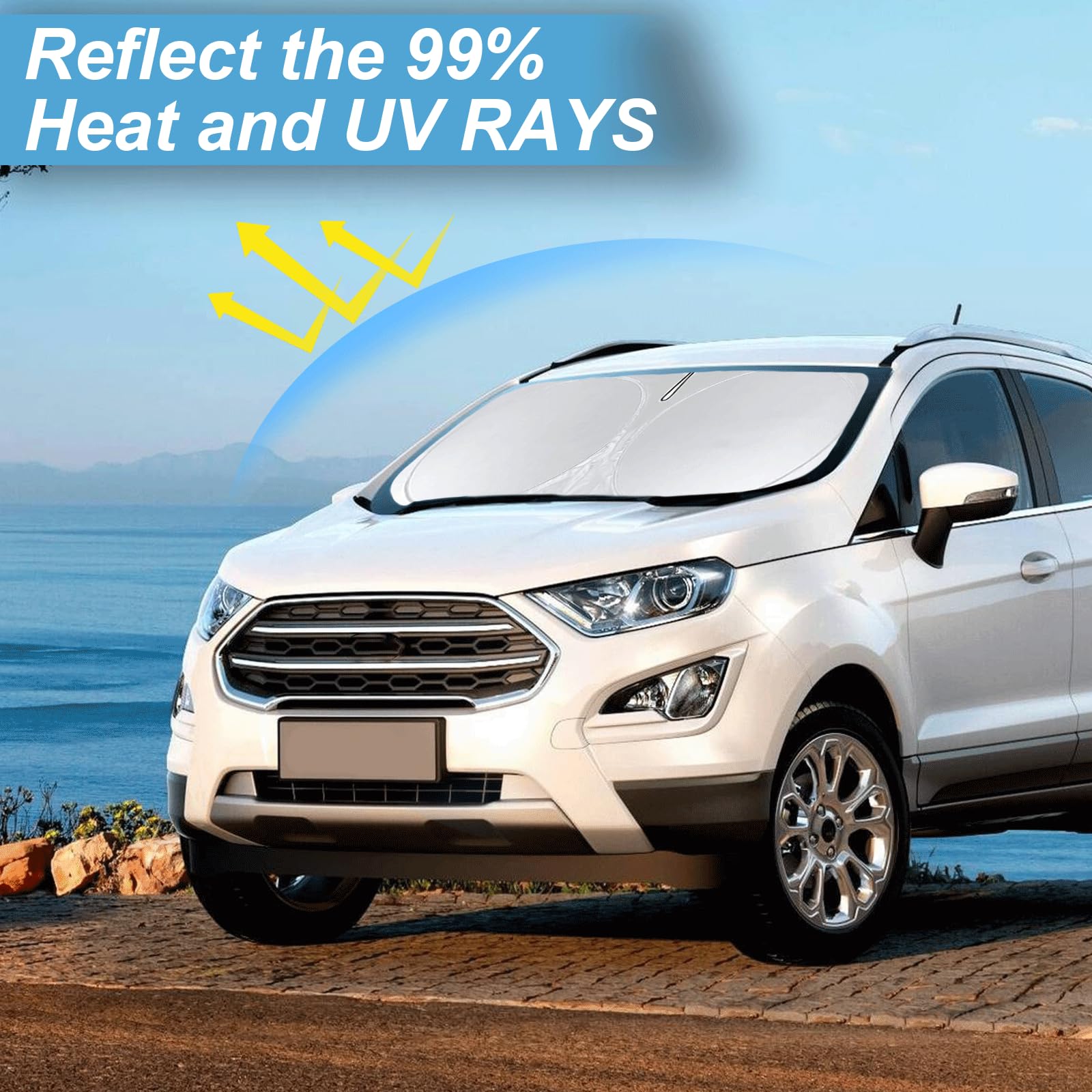 Sunshade For Ecosport Windshield Sun Shade For 2025 2024 2023 2022 2021 2020 Ford Ecosport Suv Accessories Foldable Custom-Fit F