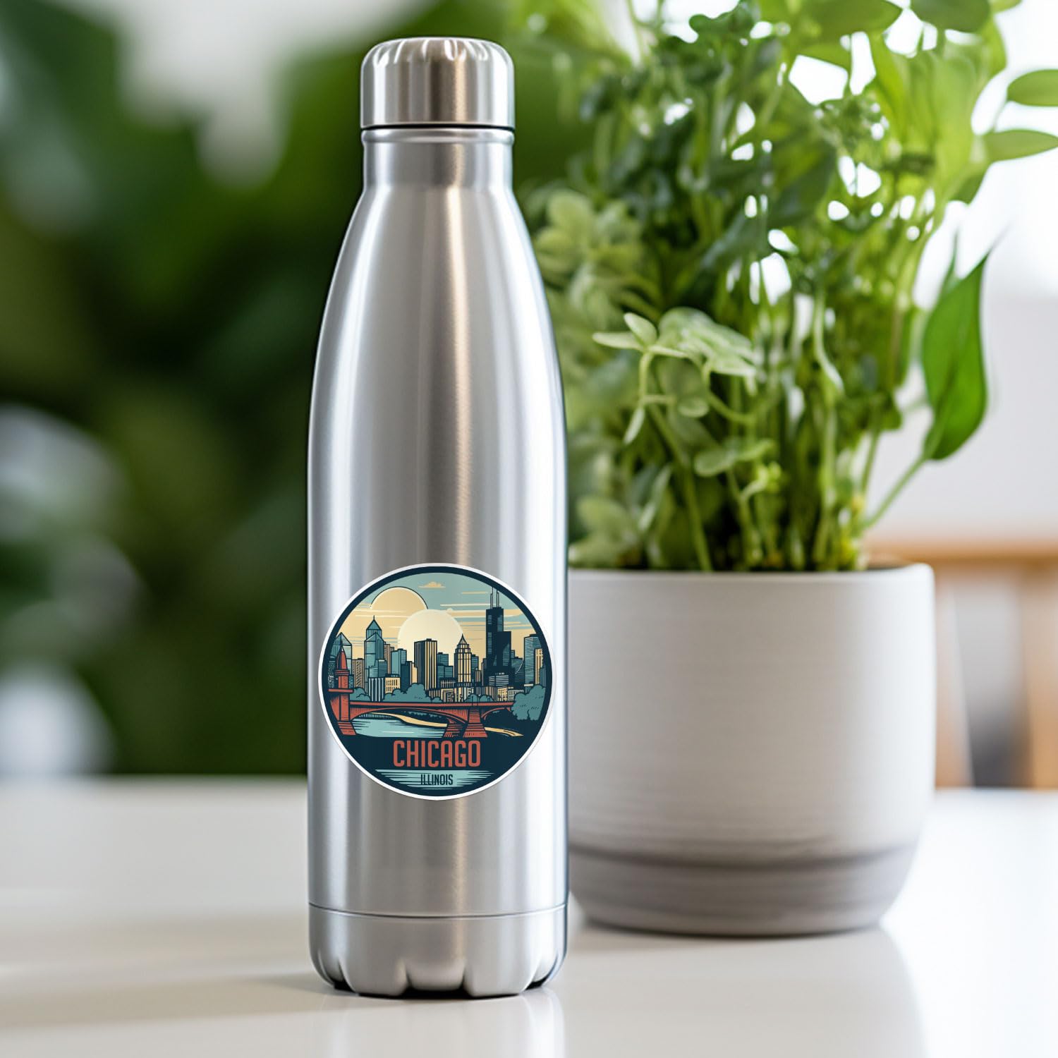 Chicago City Sticker - Waterproof Vinyl Decal for Car Bumper, Laptop, Water Bottle, Wall, and Window, Size - 5'' Longer Side