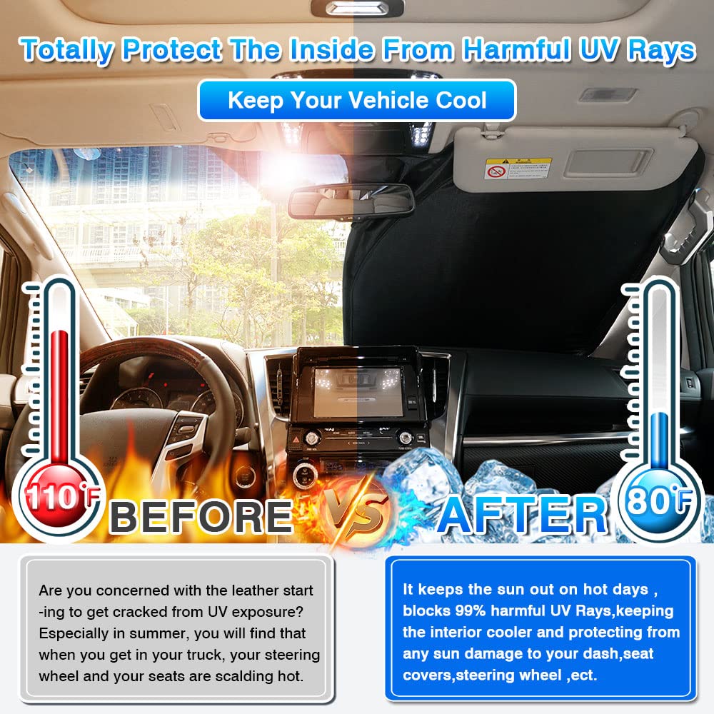 T Tgbros Windshield Sun Shade Custom Fit For 2019-2023 Santa Fe Accessories Foldable Sun Shield Reflective Polyester Sun Visor C