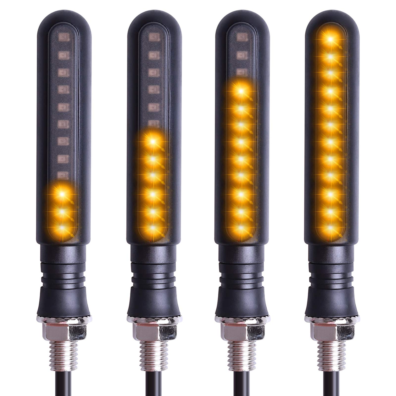 Kinstecks 4Pcs Motorcycle Indicators Flowing Turn Signal Lights Motorbike Turning Indicators 12V For Motorcycle Motorbike Led Amber
