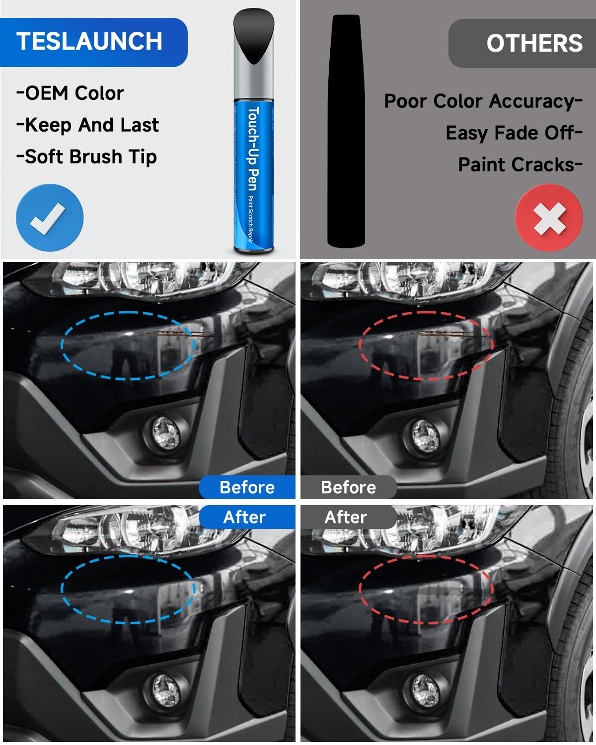 D4S Crystal Black Pearl Compatible with Subaru Exact Match Touch Up Paint Car Scratch Repair