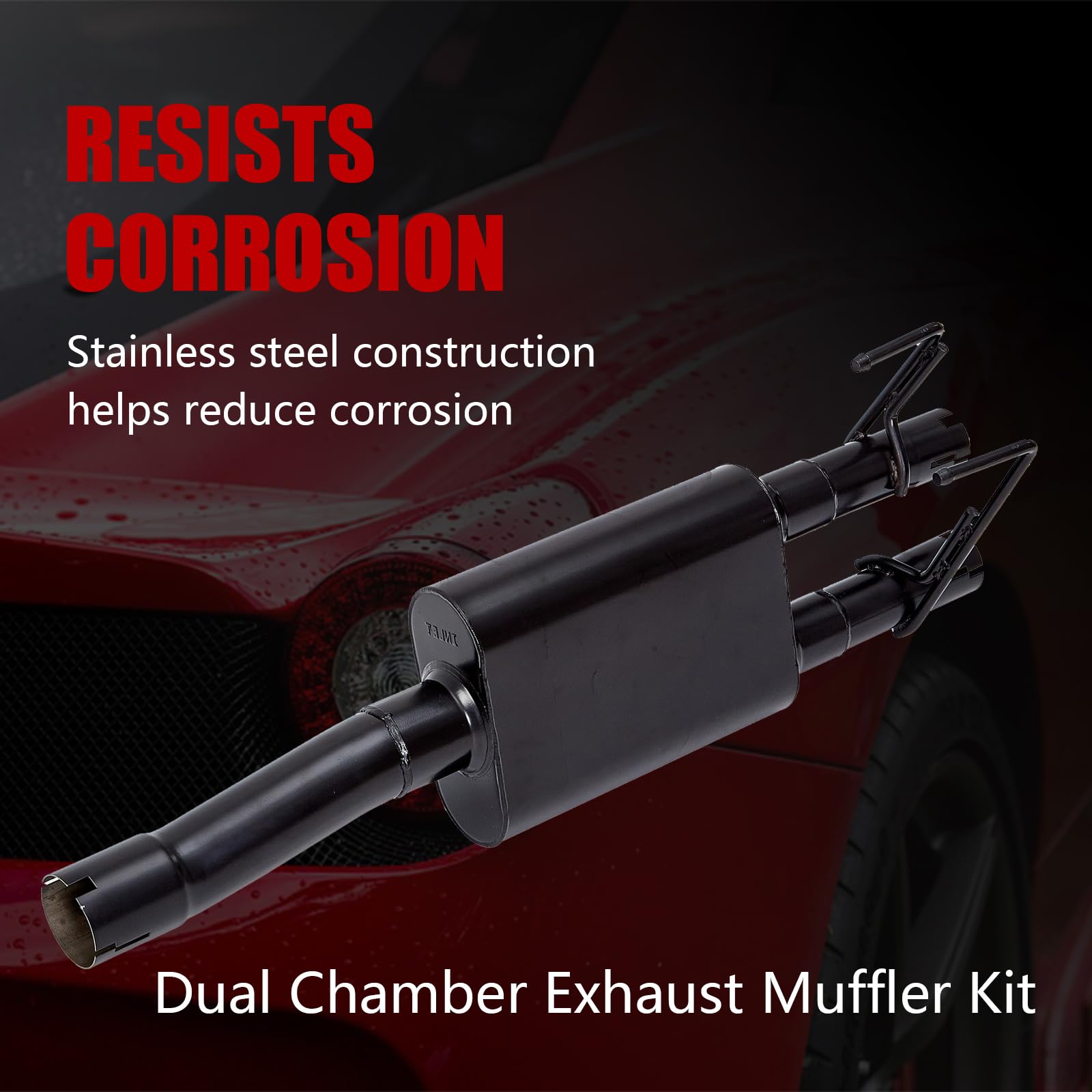 Direct-Fit Muffler 409S,Single Chamber Exhaust Muffler Kit Fits Exhaust 2009-2018 Dodge Ram 1500 Aggressive Series,Stainless Ste