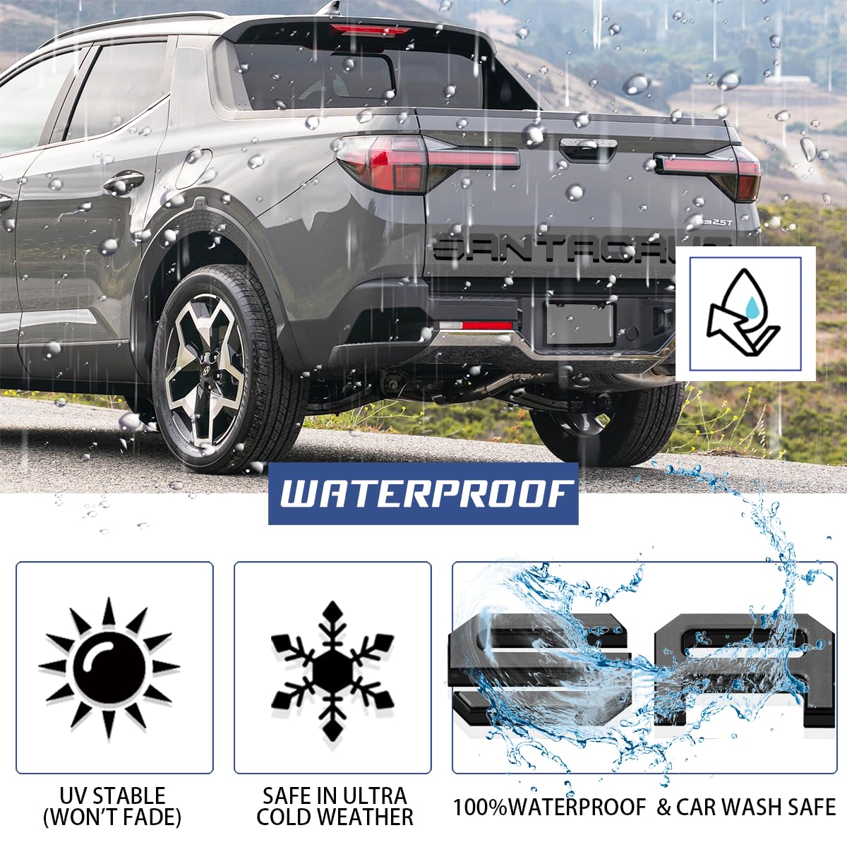 Tailgate Insert Letters Compatible For 2022 2023 2024 2025 Santa Cruz 4D Raised Tailgate Decal Letters (Double Layer Black Edge