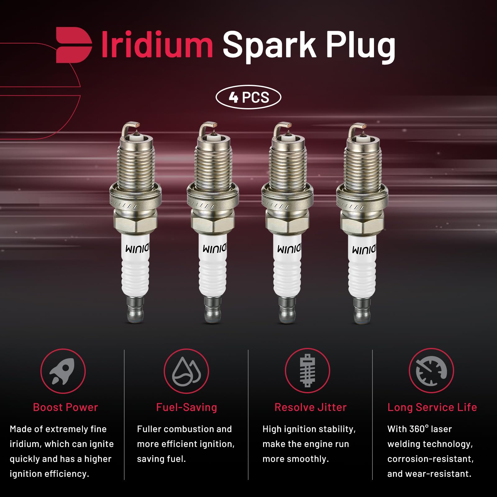 BDFHYK Set of 4 Iridium Spark Plug Compatible with Acura RSX 2002-2006?Honda Accord 2003-2007,Civic 2006-2011,CR-V 2002-2009,Ele
