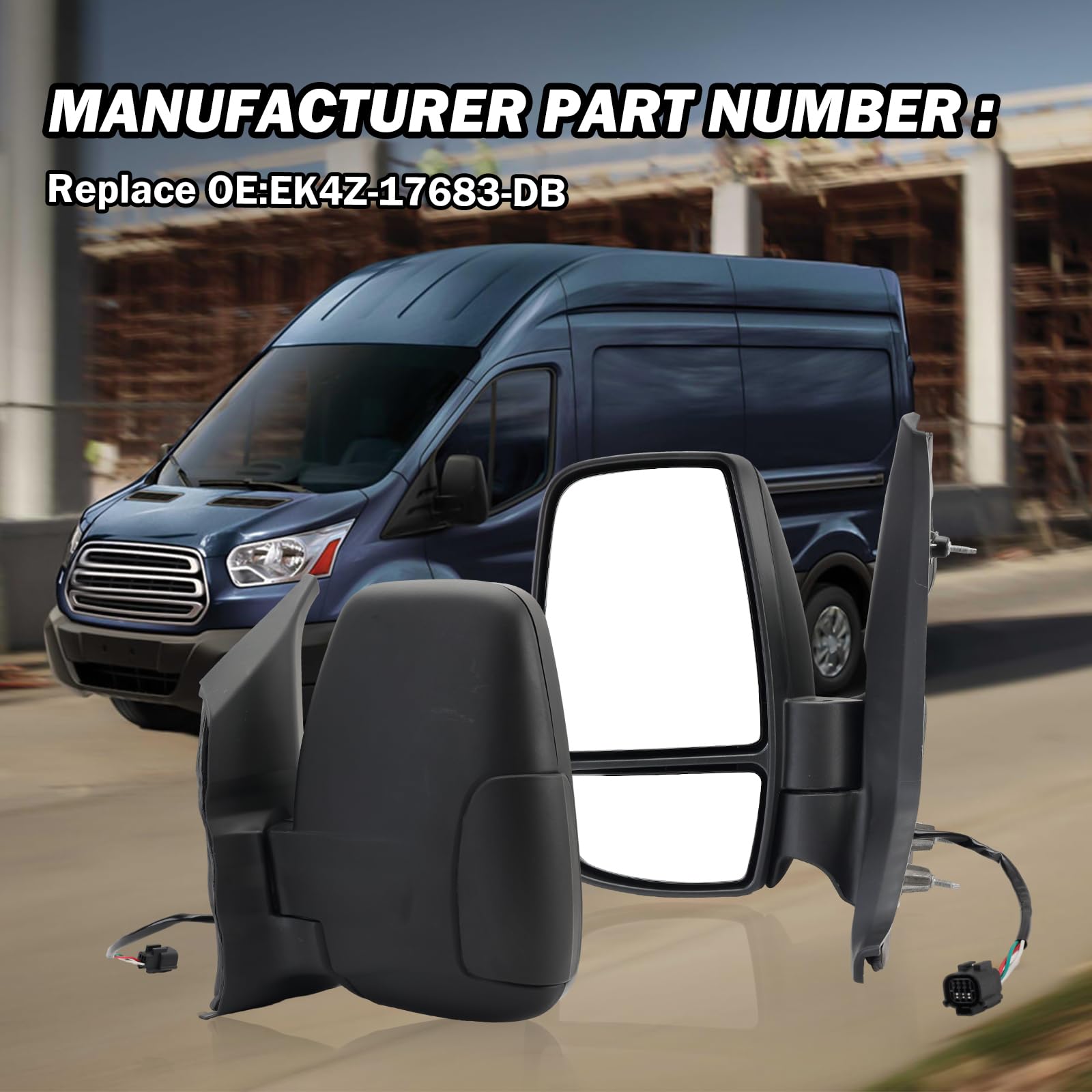 Mofoap Driver Side Mirror,Mirror Assembly Compatible With 2015-2025 Ford Transit 150 250 350 350 Hd,Transit Tow Power Glass,Towi