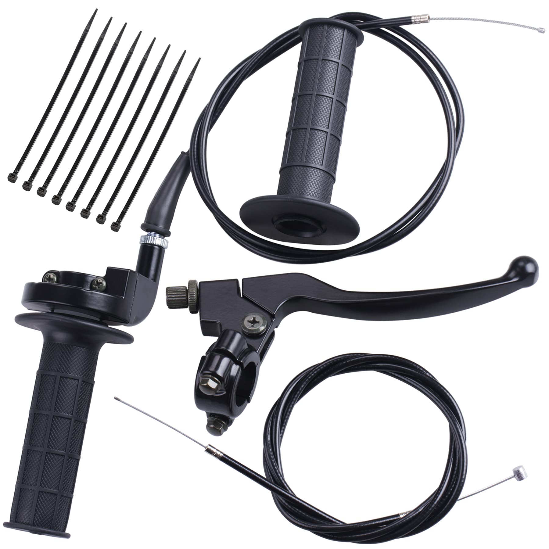 Throttle Handle+Right Brake Lever, Handle, Brake Cable, Throttle Cable Compatible With Mb165 Mb200 196Cc 200Cc 5.5Hp 6.5Hp Doodlebug Bike, Xr80 Xr100 Crf70 Crf80 Crf100 Pit Dirt Motor Bike Mini Bike