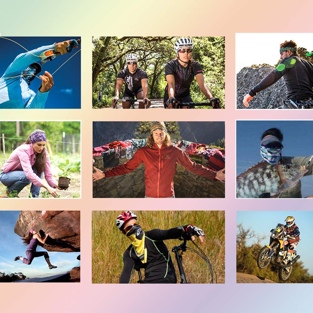 ZeeDix 2 Pcs Neck Gaiter Bandana Face Mask- Microfiber Multifunctional Seamless Headwear Face Cover Head Wrap UV Protection Face