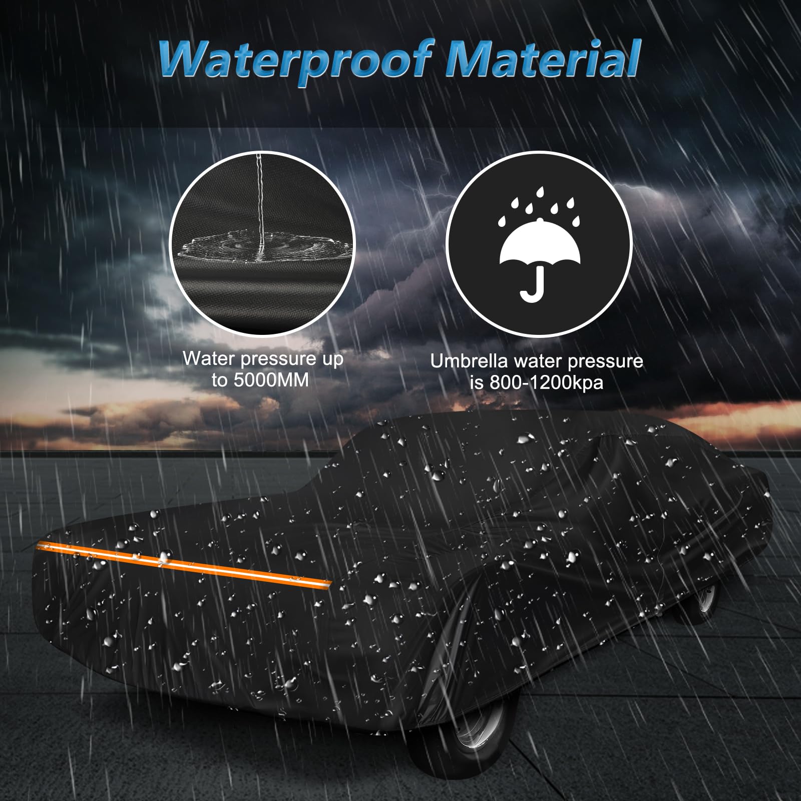 Car Cover For Chevy Caprice 2/4 Door Coupe/Sedan 1966-1996, Waterproof 210D Oxford Cloth And Cotton Cover Outdoor Full Car Cover