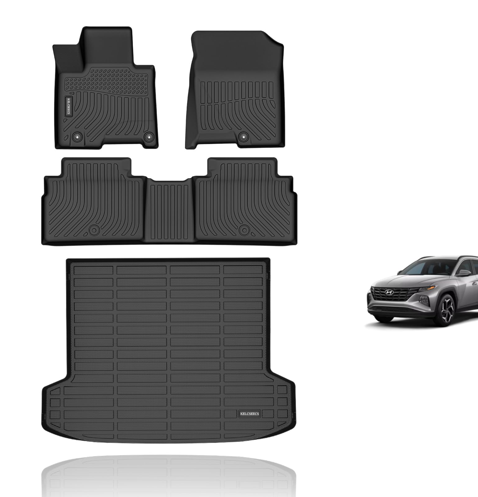 Kelcseecs All Weather Floor Mats & Cargo Liner Set Custom For 2025 2024 2023 2022 Hyundai Tucson Plug-In Hybrid Car Mats Automot