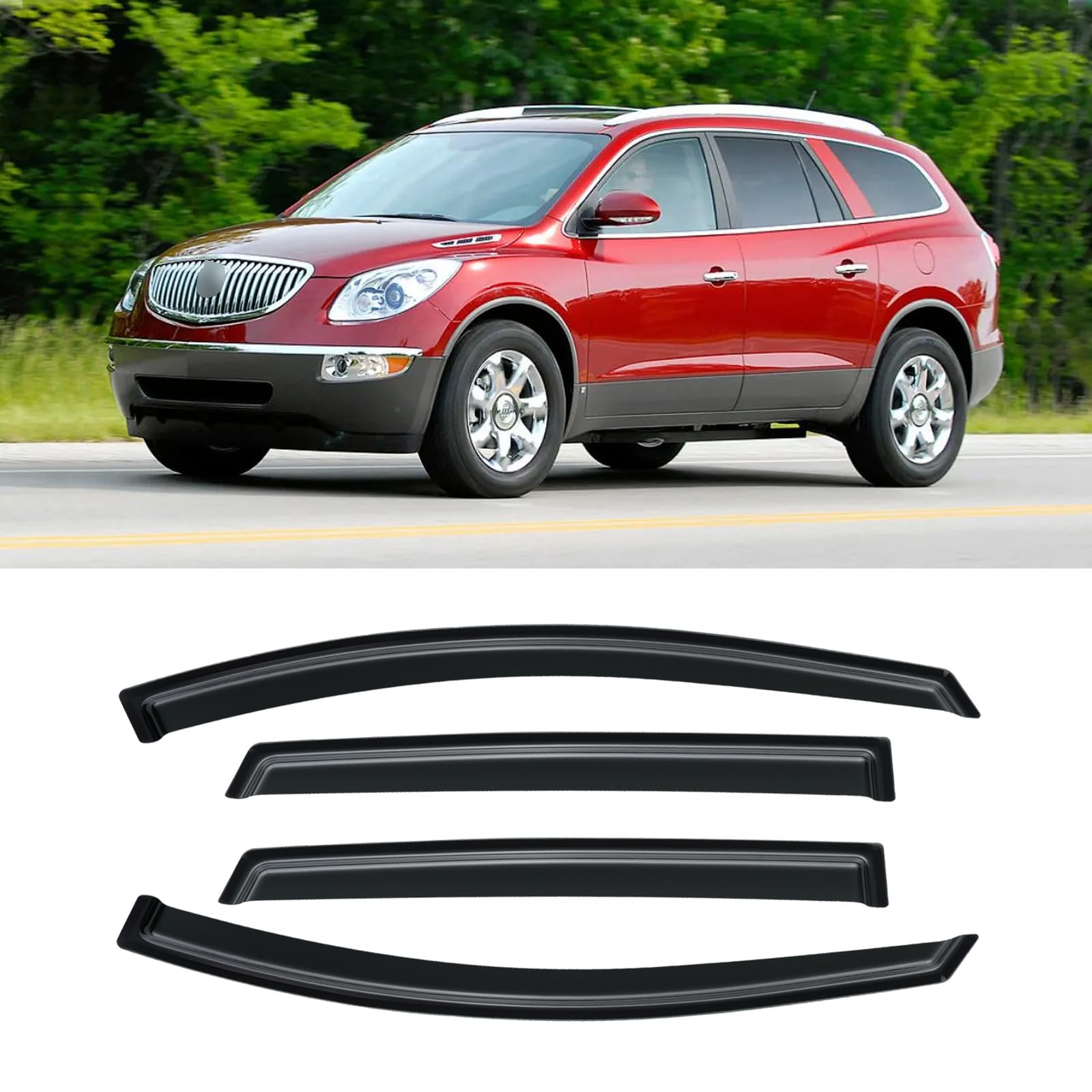 Cmvt Auto Window Visor For 2008-2017 Buick Enclave Cxl Cx, Rain Guards Shields Vent Shade Deflector Wind Ventvisor Dark Smoke 20