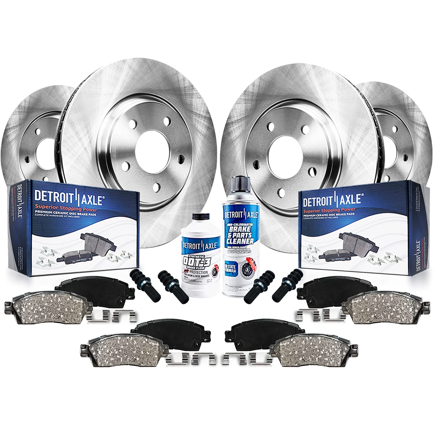 Detroit Axle - Brake Kit for 2003-2007 Cadillac CTS 2005-2008 STS Disc Brake Rotors Ceramic Brakes Pads w/Hardware 2006 Replacem