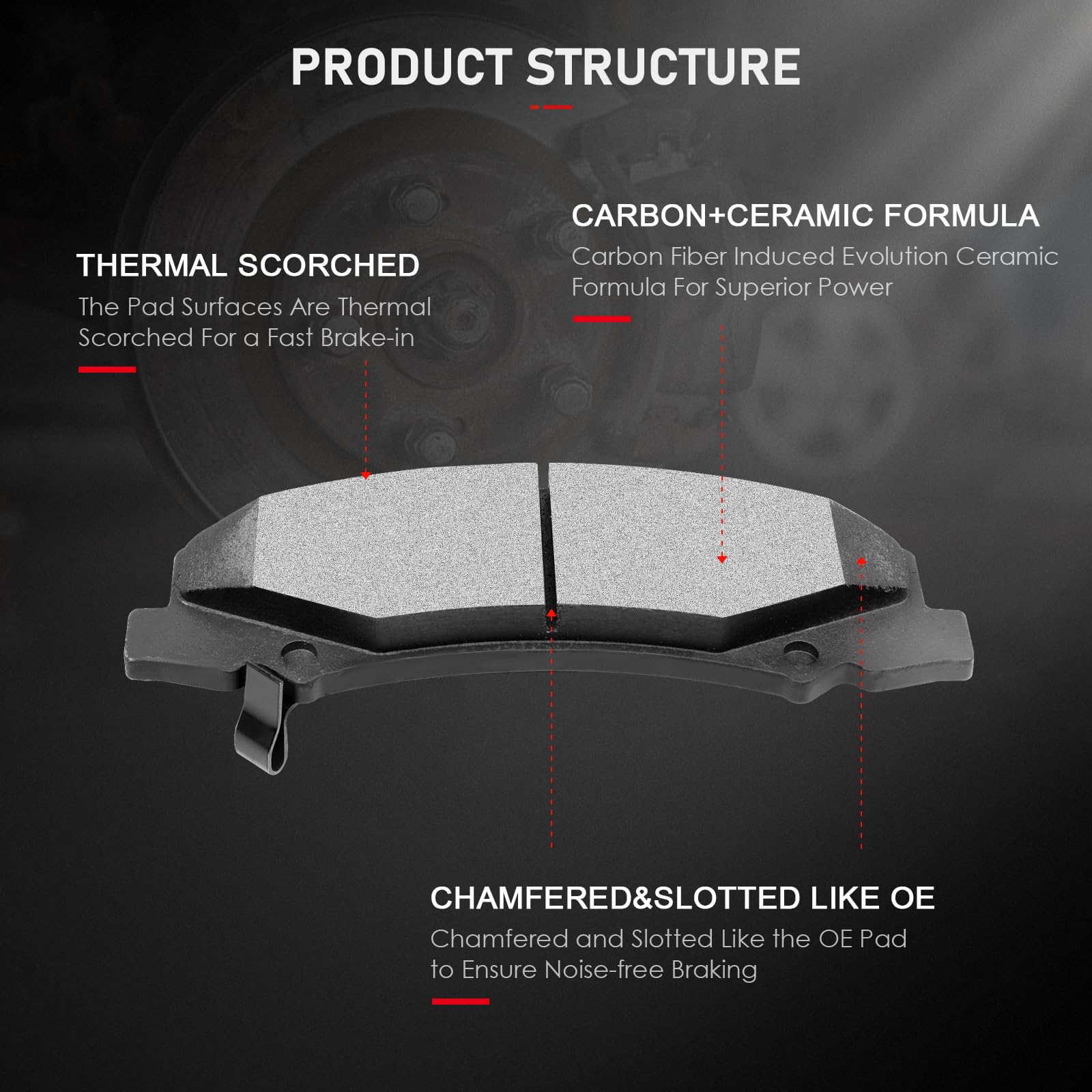 Cciyu D1159 4Pcs Front Ceramic Brake Pads Kits 2008-2009 For Buick Allure,2006-2011 For Buick Lucerne,2006-2011 For Cadillac Dts