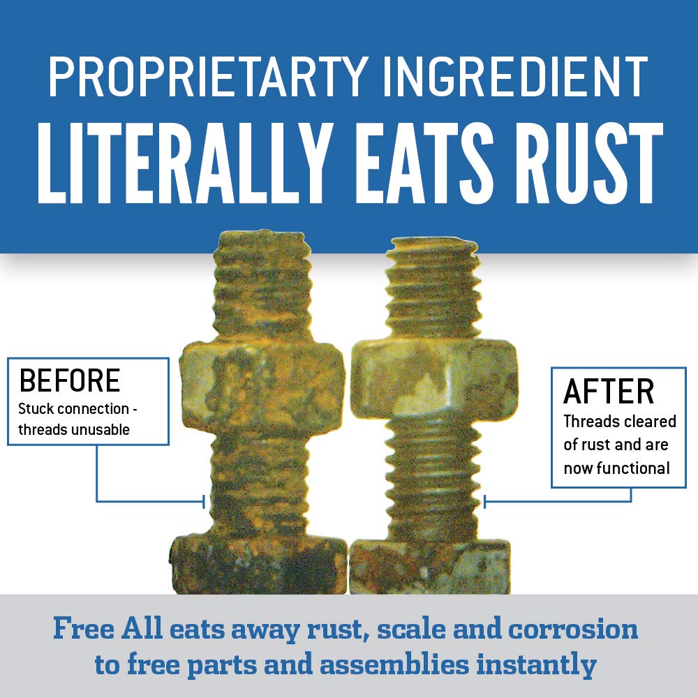 Free All Rust Eater Deep Penetrating Oil,11Oz Precision Straw, Loosens Rusted Bolts, Nuts, Pipe Connections & Locks, Industrial-