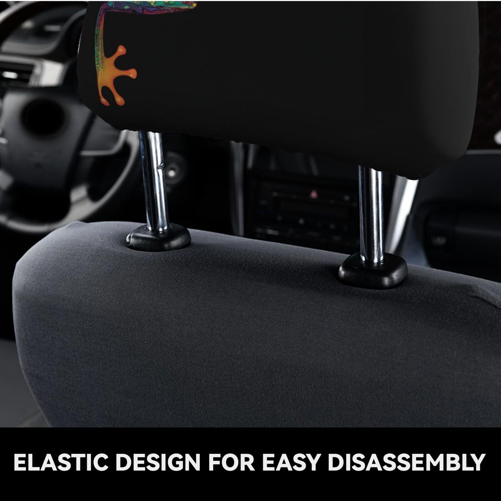 Dujiea 2 Pack Boho Frog Car Headrest Covers, Universal Soft Car Seat Head Rest Protector, Vehicle Accessories Fabric Headrest Co