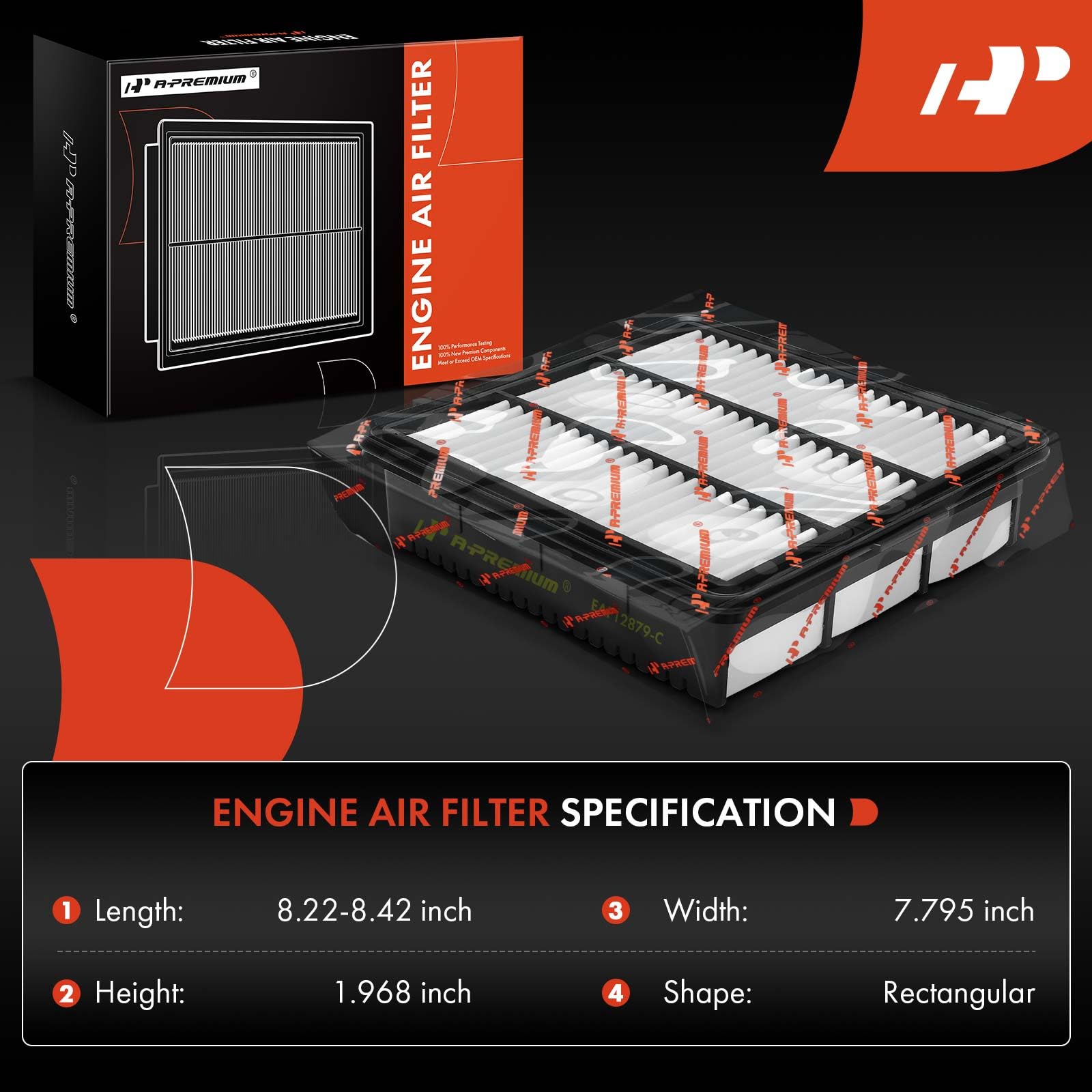 A-Premium Engine Air Filter Compatible with Hyundai Elantra 2021-2023, Elantra N 2022-2023, 1.6L 2.0L Gas, Replace# 28113-AA100,
