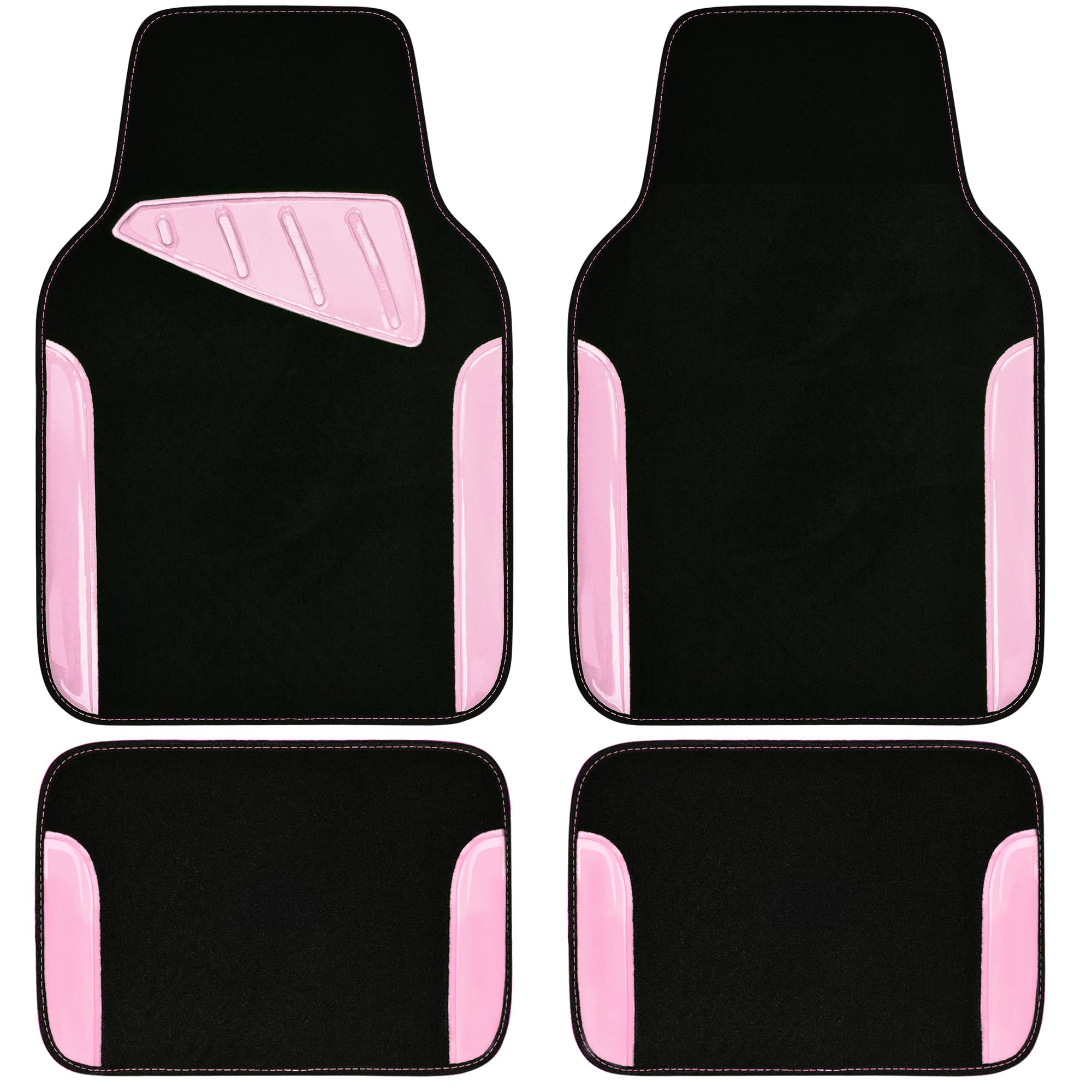 Car Pass Jelly Waterproof Universal Fit Car Floor Mats, Girly Car Carpet Mats With Anti-Slip Nibbs Backing & Driver Heel Pad Fit