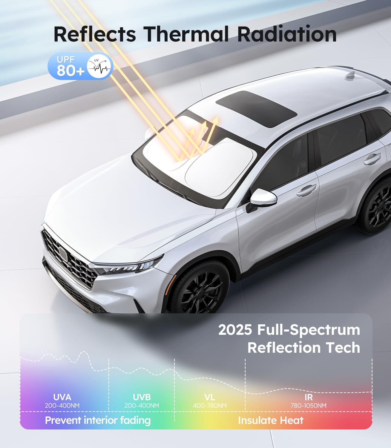 Wigoo For Honda Crv 2023-2025 Windshield Sunshade [100% Sun Block, 4Th-Gen Cooling Tech] Foldable Heat Insulation Front Window S