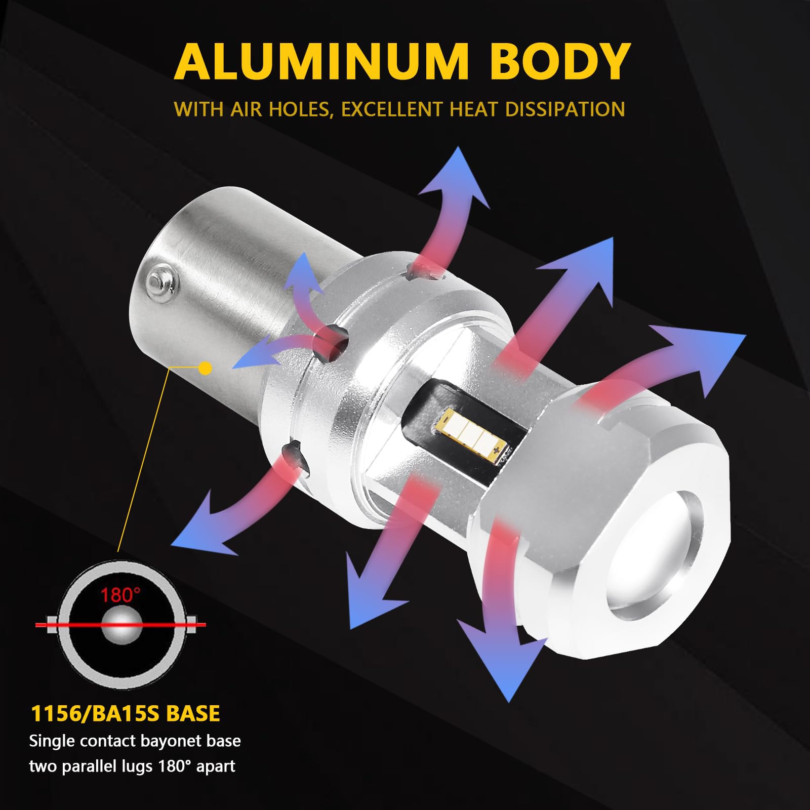 Phinlion 1156 Blue Led Light Bulbs, Super Bright 12V 24V P21W 7506 Ba15S Led Replacement For Reverse Drl Daytime Running Lights