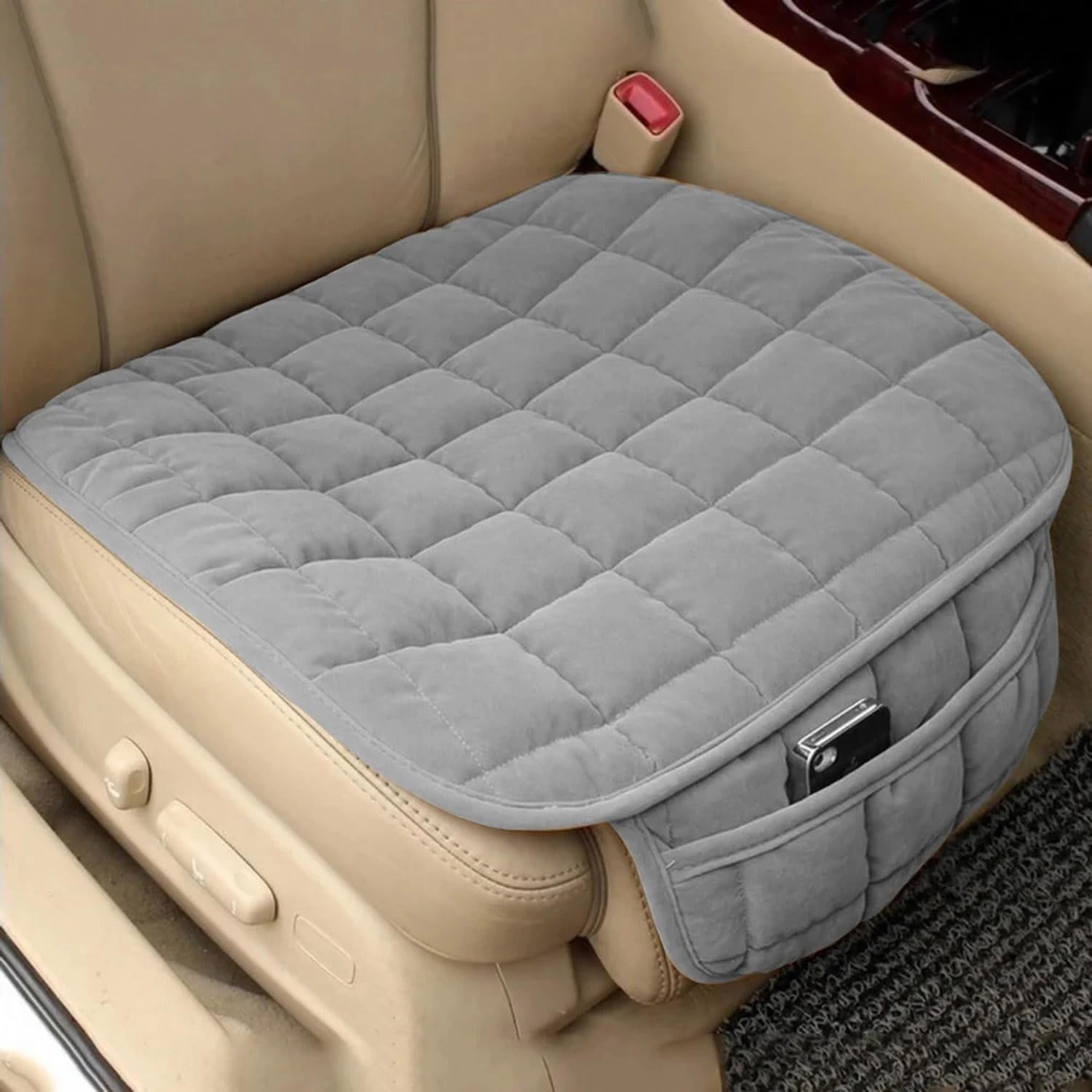 LAYZOO Comfortable UltraSoft Memory Foam Car Seat Cushion Cover with NonSlip Grip and Storage Pouch  Universal Fit, EasyCare