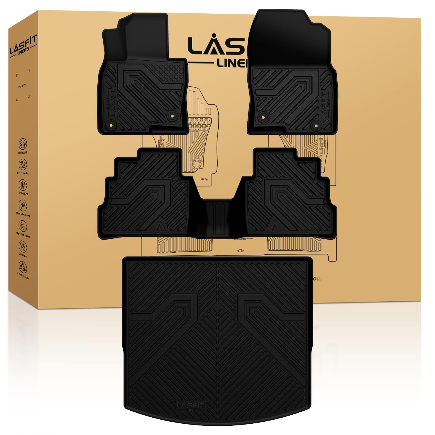 Lasfit Floor Mats & Cargo Mat Fit For Mazda Cx5 2025-2017, Custom Fit Tpe All Weather 2025 2024 2023 2022 2021 2020 2019 2018 20