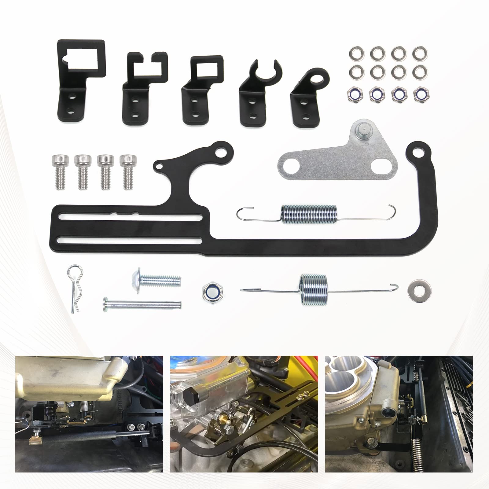 RYANSTAR RACING 304147 Carburetor Throttle Cable Mount EZ-EFI Cable Mount Kit Compatible TH350 C10 700R4, Automatic Transmission