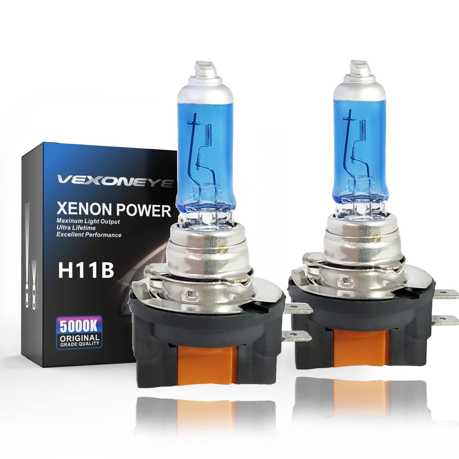 VEXONEYE H11B Halogen Headlight Bulb H11B 12V 55W White 5000K 61493 Lights Long Life 2 Pack