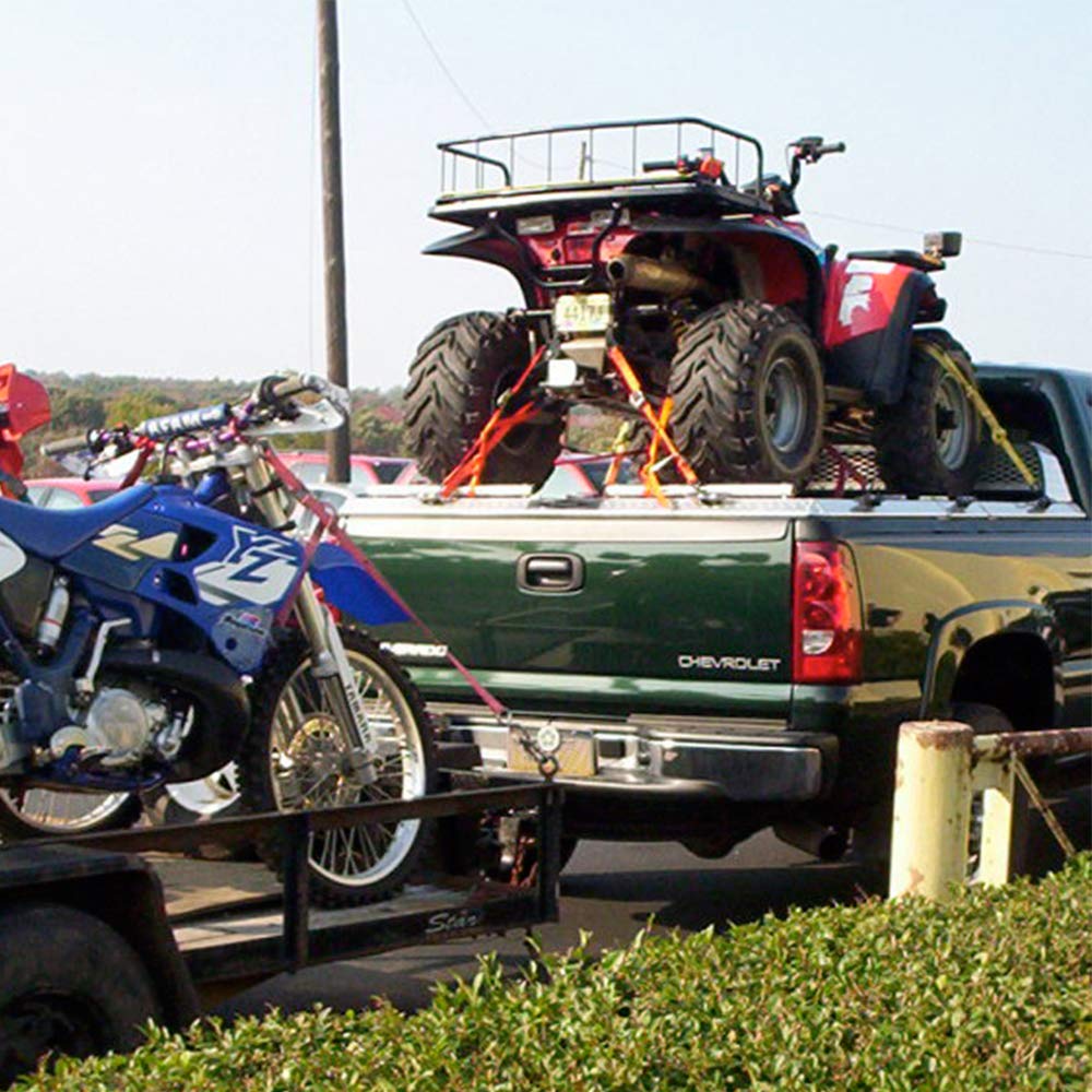 Xstrap Standard Motorcycle Tie Down Straps (2 Pack) 3,000Lb Break Strength, 8Ft Cambuckle Tie Down Set With S Hook And Soft Loop