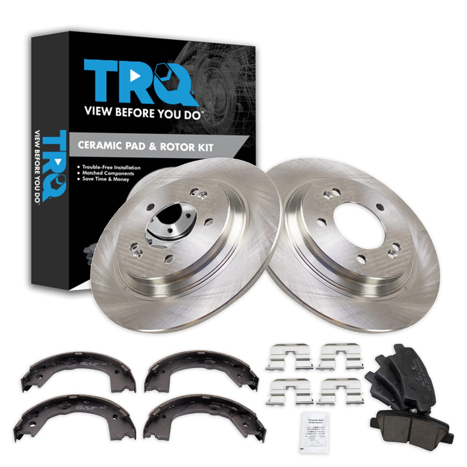 Trq Rear Ceramic Brake Pad & Rotor Kit Fits 2014 Kia Optima