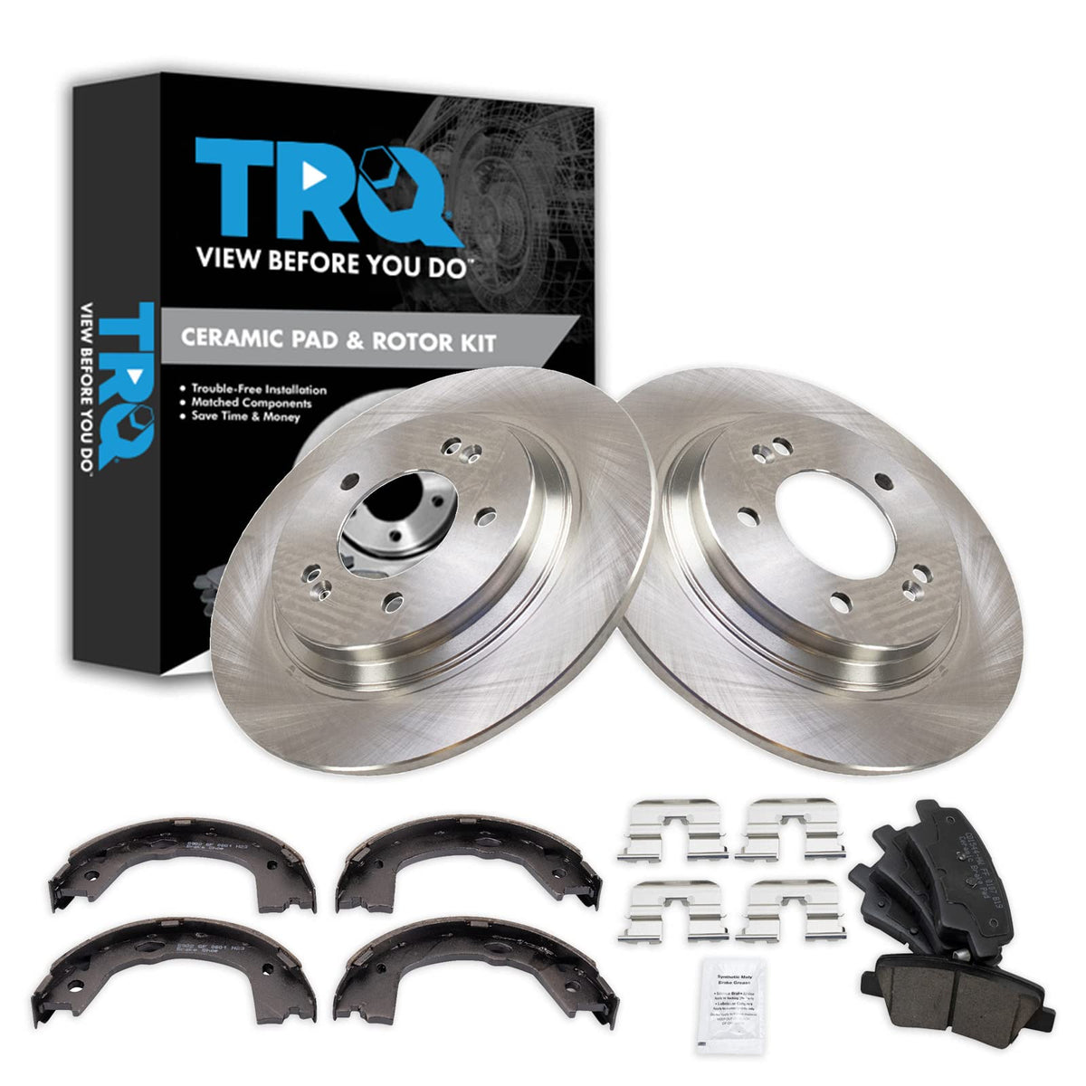 Trq Rear Ceramic Brake Pad & Rotor Kit Fits 2014 Kia Optima