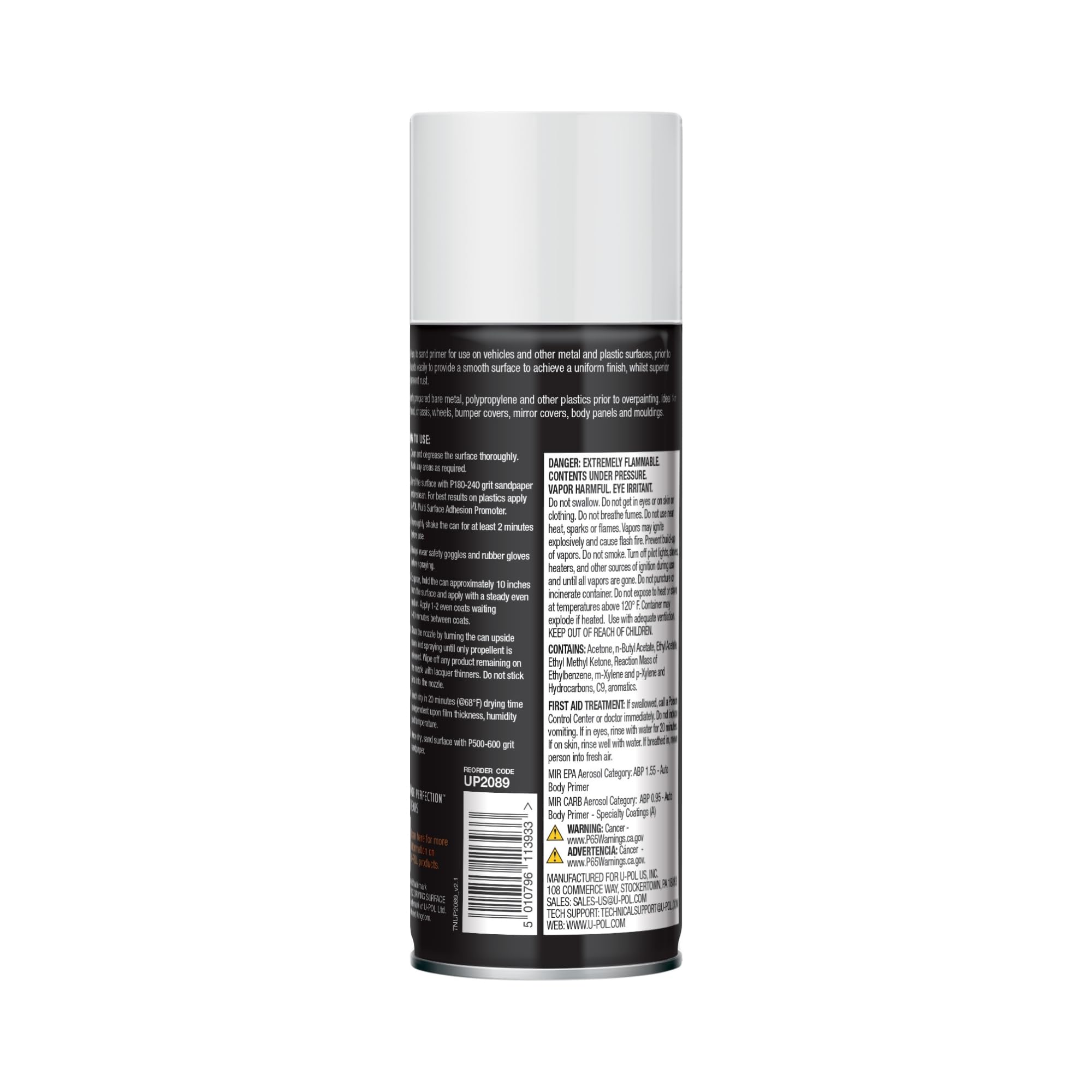 U-POL Sandable Primer, Fast-Drying, Durable & All-Purpose Primer Spray With Anti-Rust Technology, White