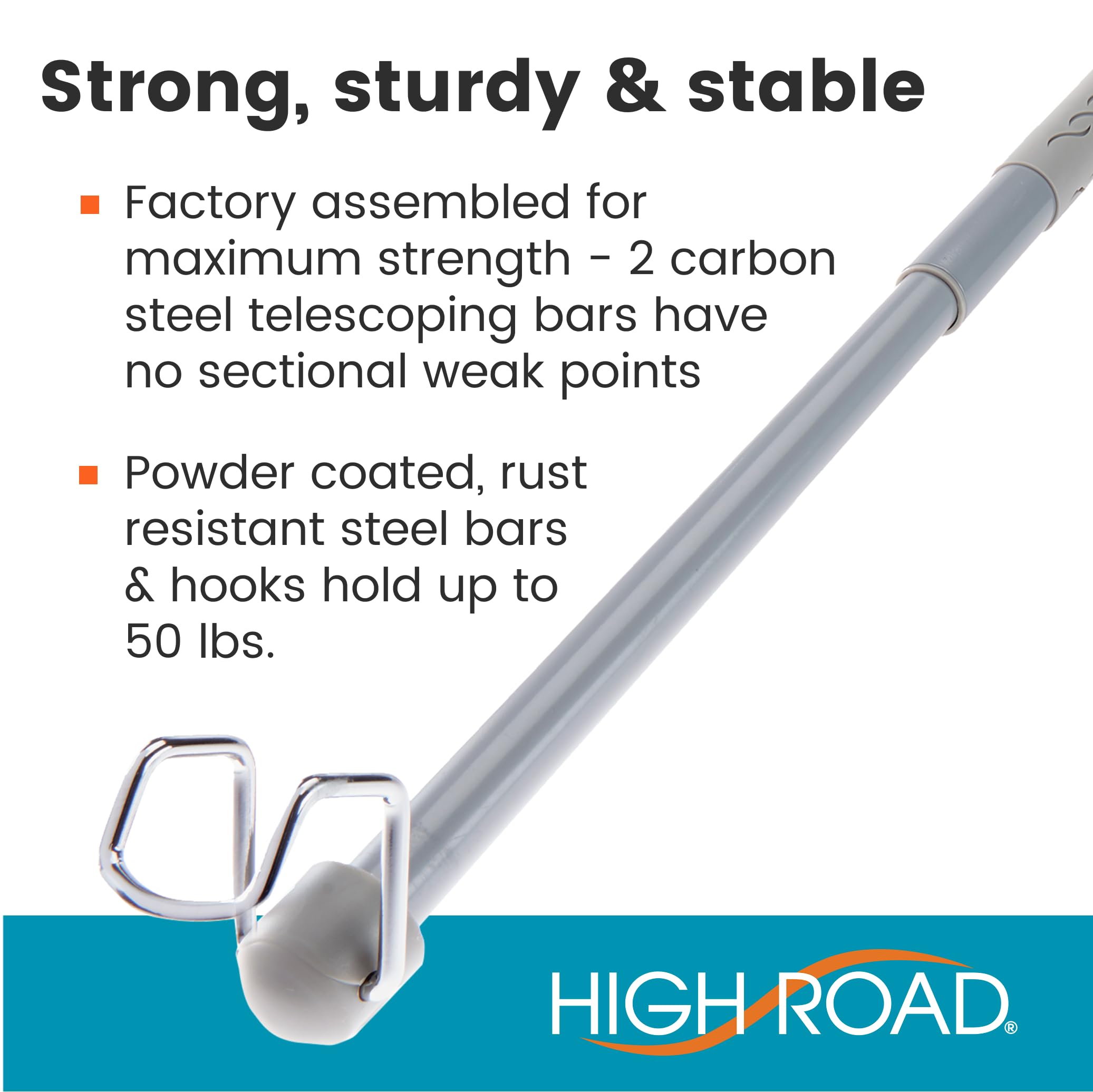 High Road Car Clothes Hanger Bar - Unbreakable Carbon Steel Car Clothes Rod With Solid Steel Hooks - Clothes Hanger For Car Expa