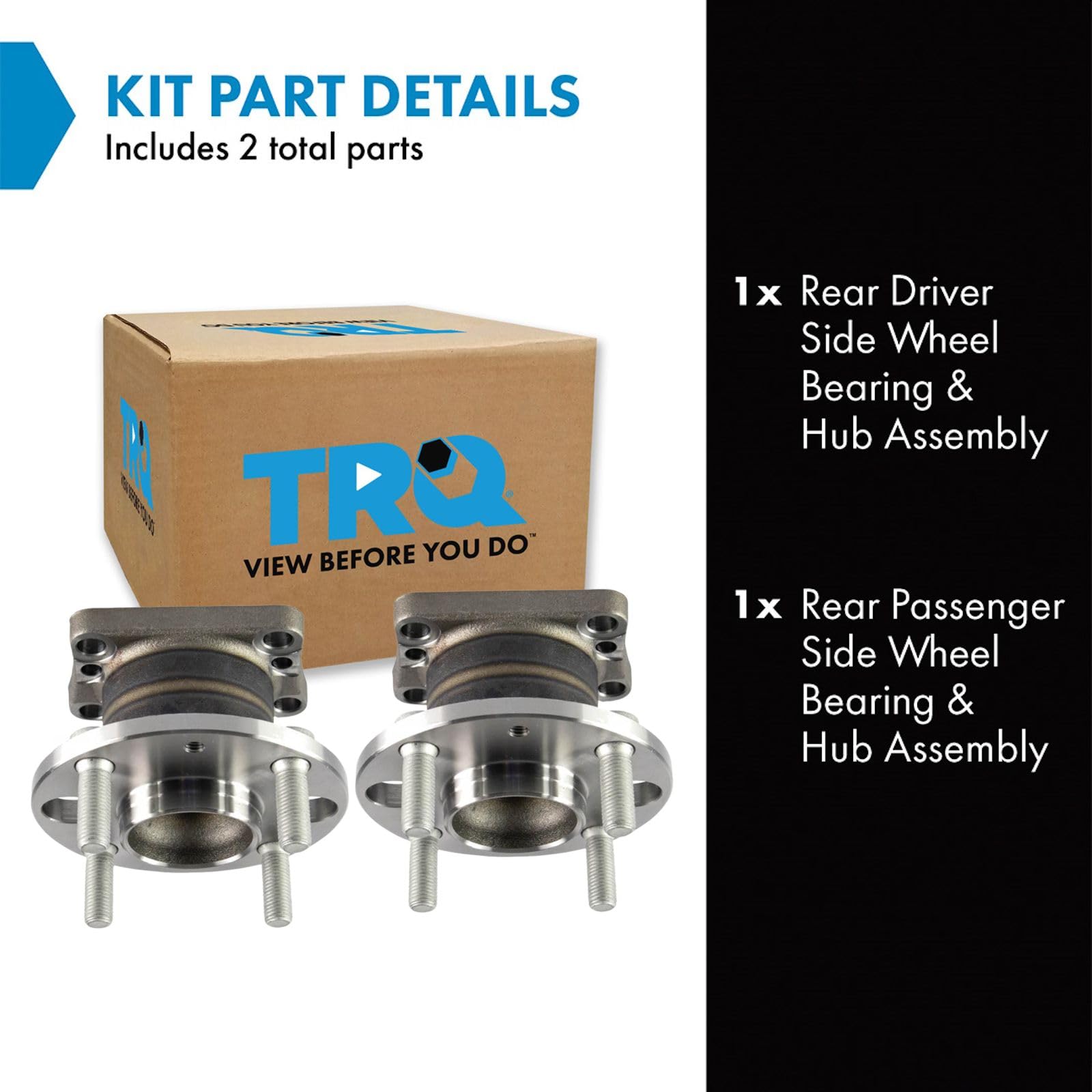 Trq Rear Wheel Hub Bearings Assembly Set Compatible With 2011-2014 Mazda 2