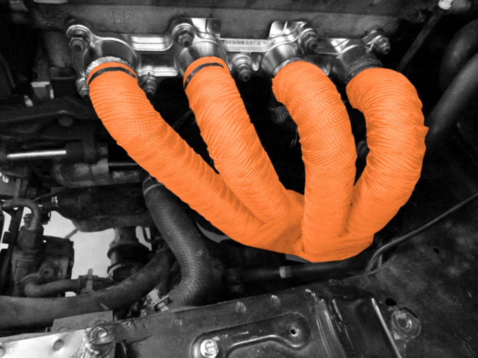 Orange Exhaust Pipe Insulation Thermal Heat Wrap 2' X 50' Motorcycle Header Protection Fiberglass Heat Shield 6X Stainless Ties