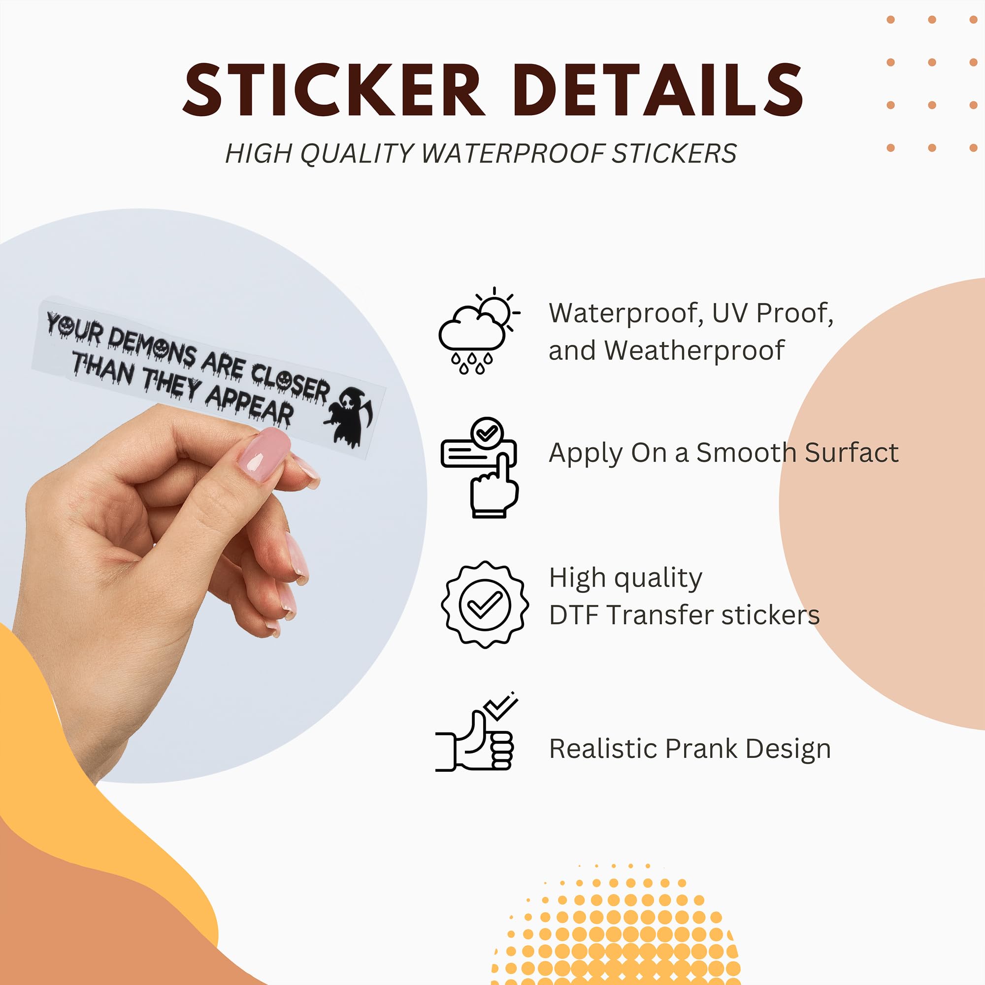 Funny Halloween Vanity Mirror Stickers - 2 Pcs, Rear View Mirror Sticker, Car Decorations, Goth Car Accessories (Your Demons Bla