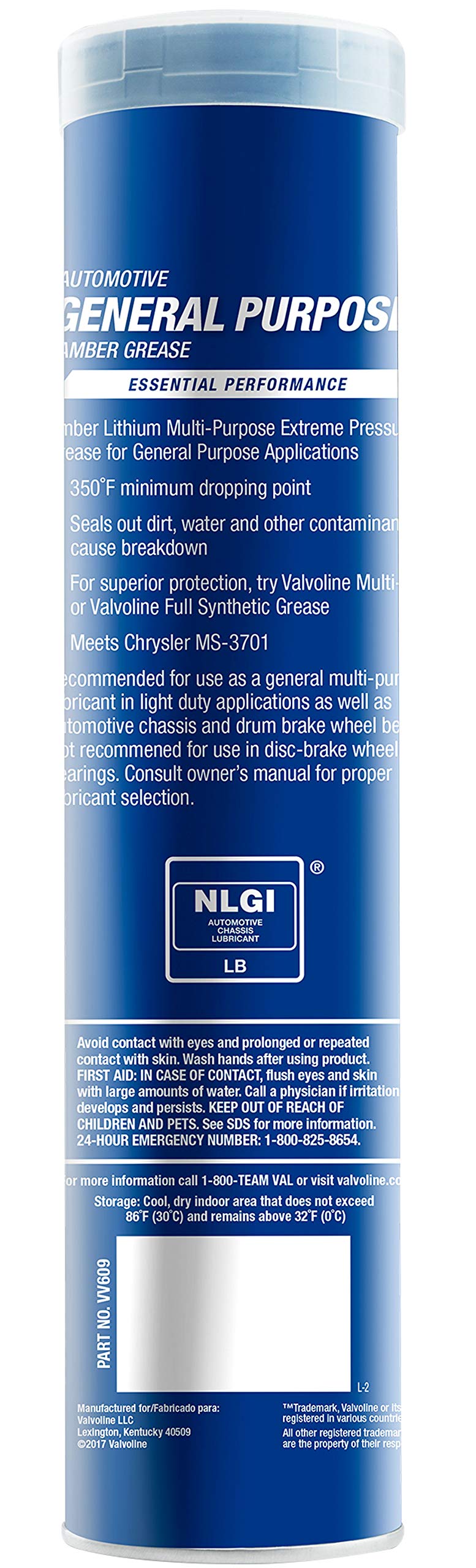 Valvoline General Purpose Amber Grease 14.1 Oz Cartridge