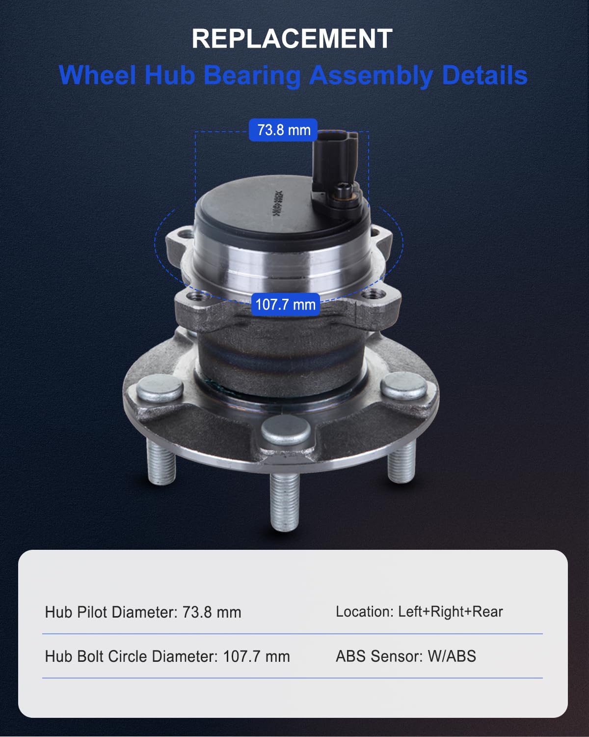 ECCPP Replacement For Wheel Bearing and Hub Assembly For C30 2006-2012/S40/V50 2005-2011 Wheel Hubs 5 Lugs W/ABS 512411x2