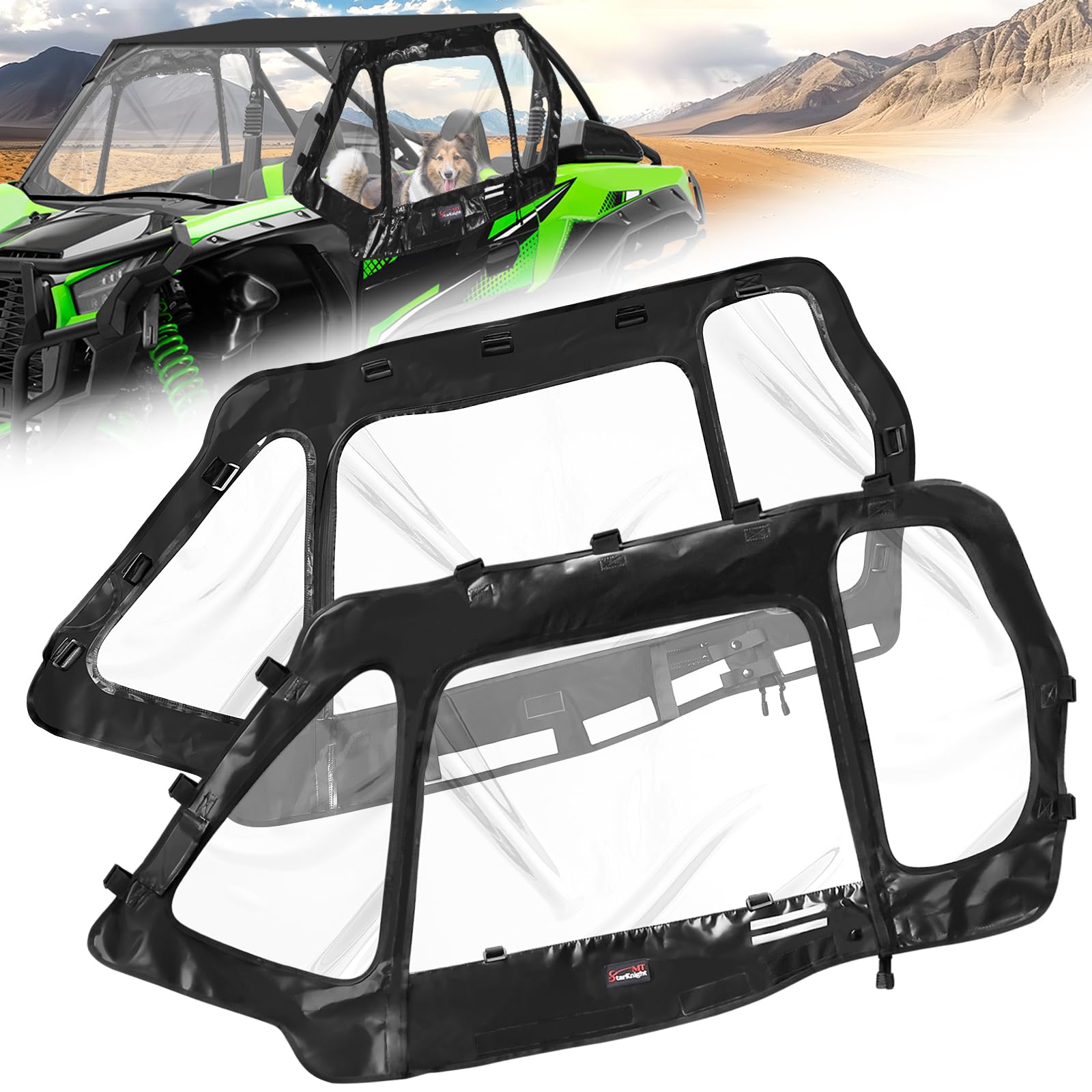 StarknightMT Upgraded Soft Upper Doors Compatible with 2025 2024 2023 2022 2021 2020 Kawasaki Teryx KRX 1000,Soft Cab Doors Top 