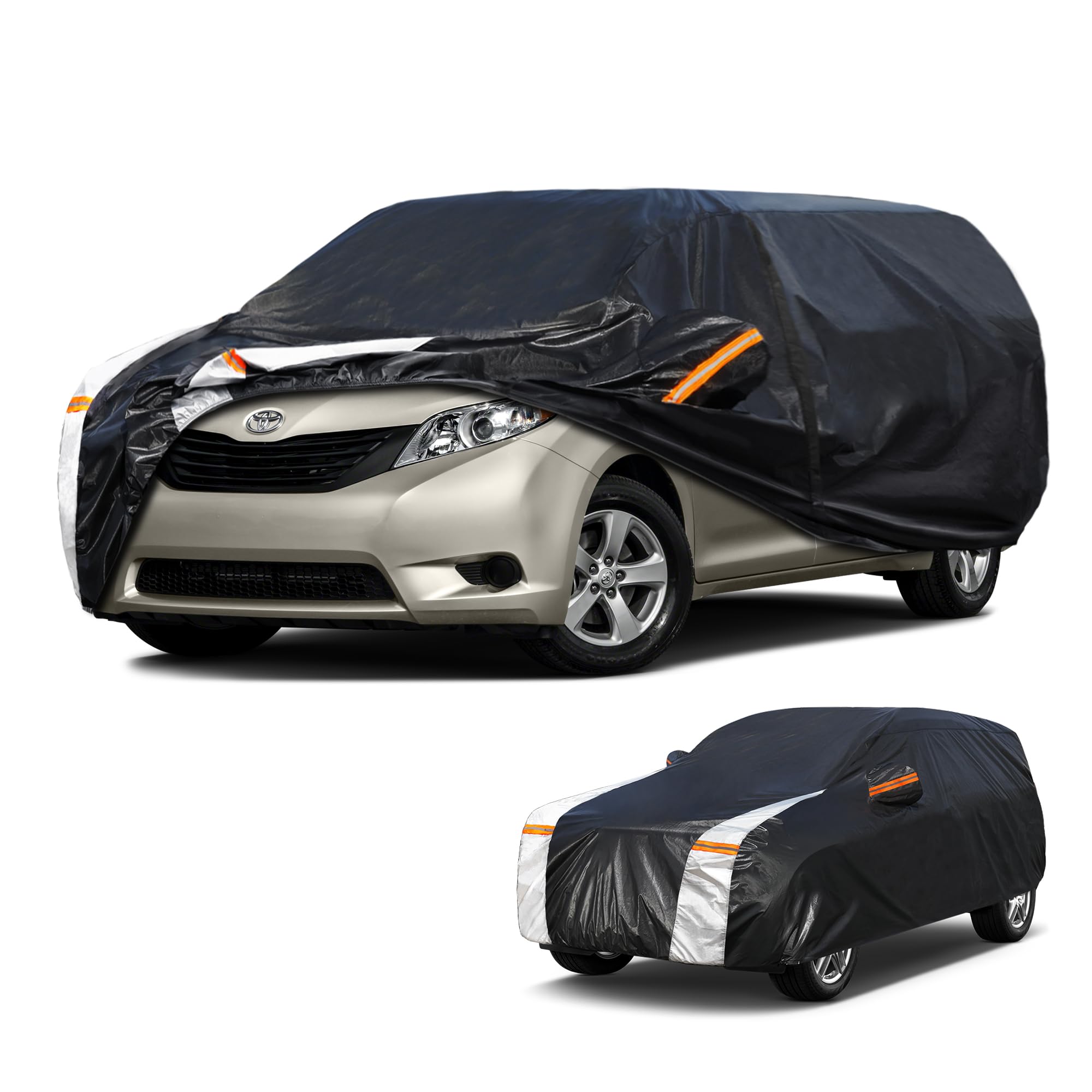 Minivan Car Cover for Toyota Sienna 100% Waterproof All Weather, Heavy Duty Outdoor Full Exterior Covers Rain Sun Wind UV Protec