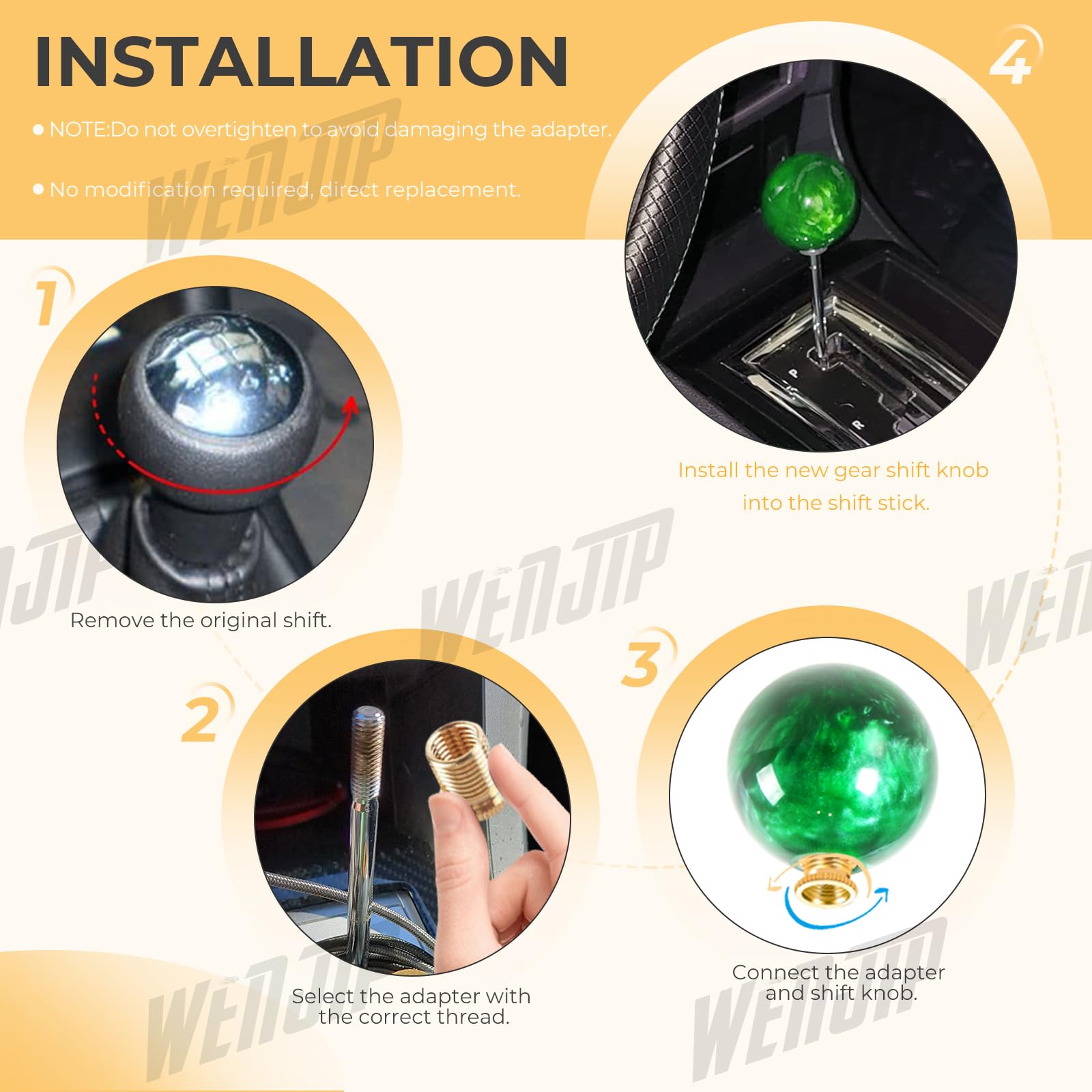 WENJTP 3PCS Shift Knob Thread Adapters M10 X 1.5 ID to M12 X 1.25 OD Thread Gear Shifter Knob Screw HTRACING