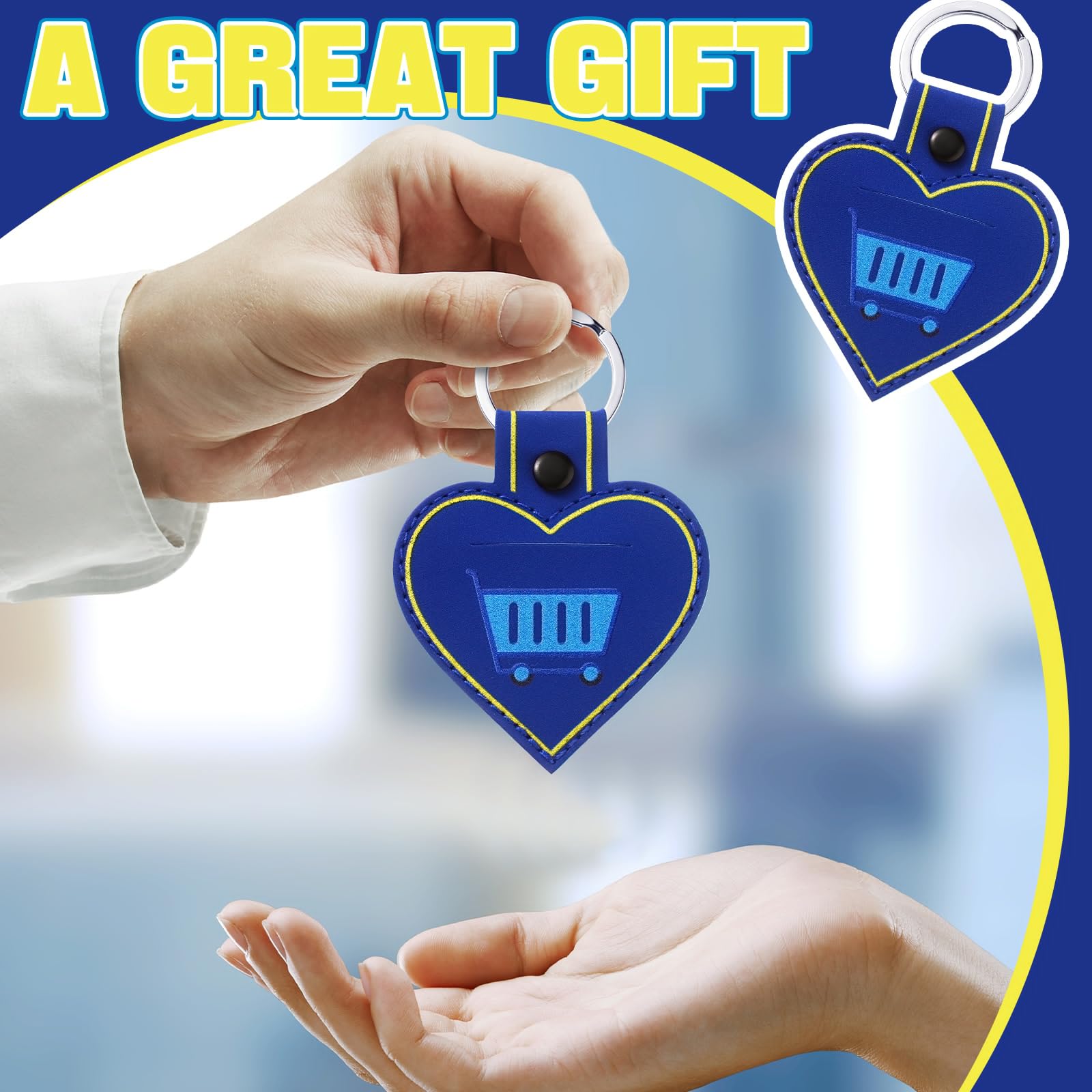 Quelay 3 Pcs Quarter Holder Keychain Shopping Cart Quarter Holder for Grocery Unisex Gift Supermarket Shopping Lovers(Heart)