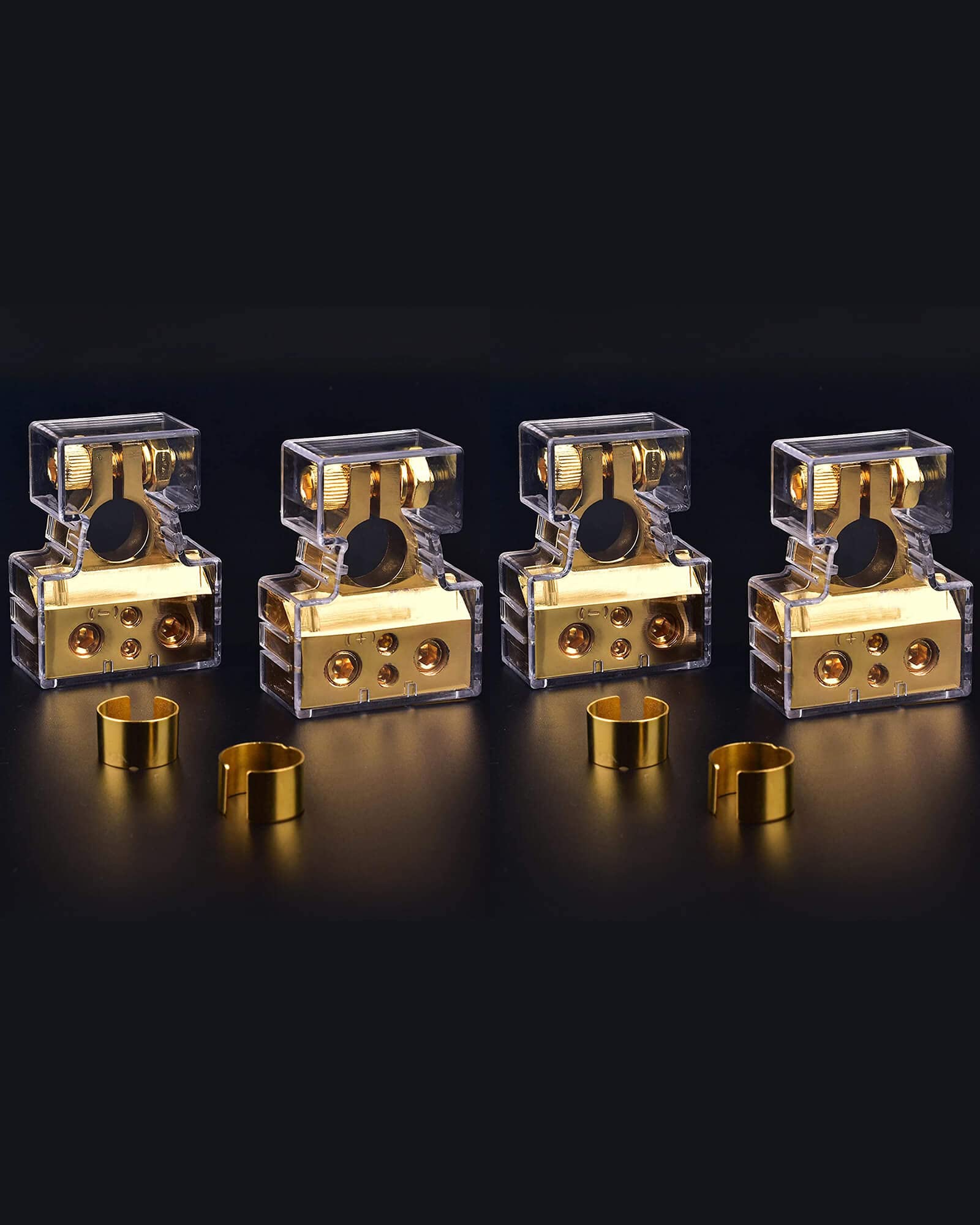 Sunmorn Heavy Duty Car Battery Connectors, 0/2/4/6/8/10 Awg, Top Post Multiple Battery Terminals (Gold+Gold)