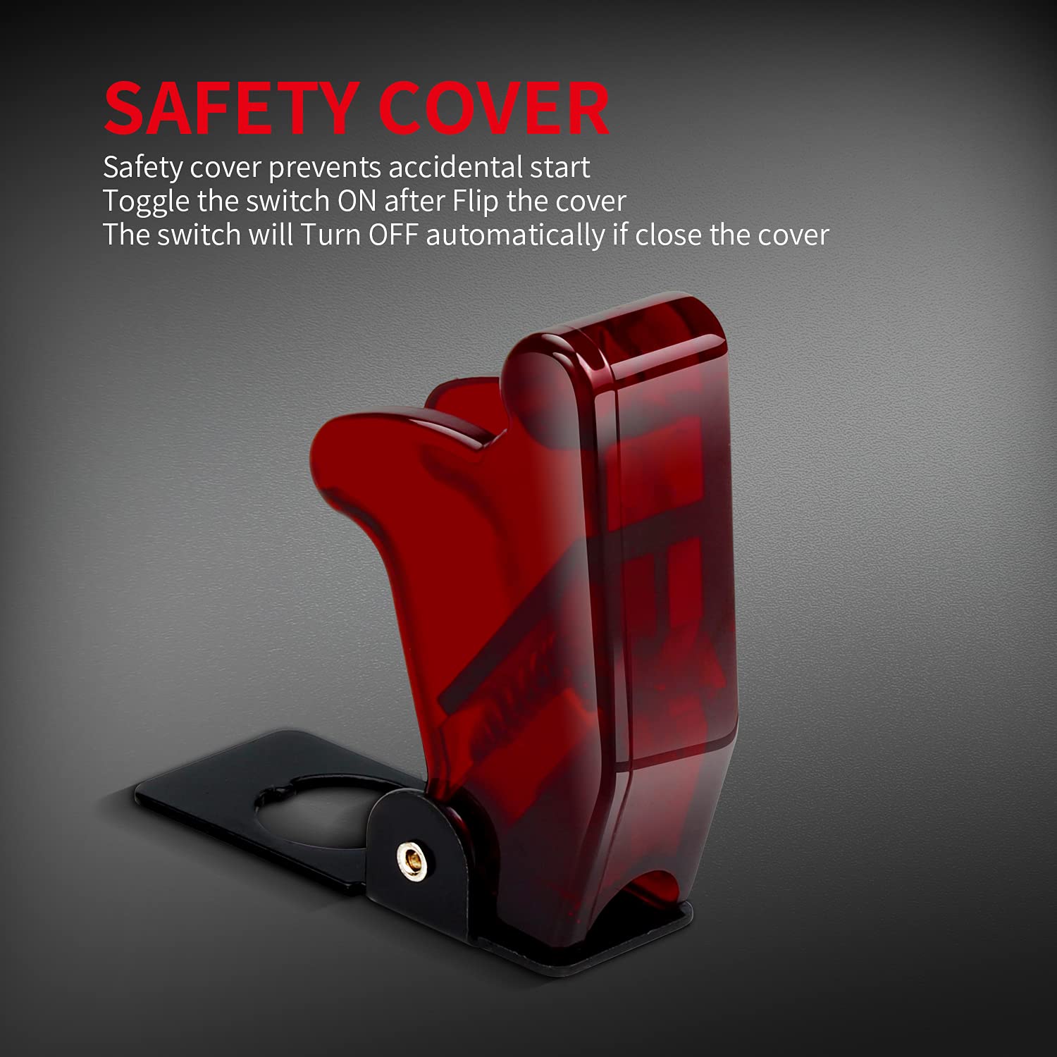 Daiertek Red 12V Led Lighted Toggle Switch With Aircraft Guard Safety Flip Cover 12 Volt Dc 20A Heavy Duty Covered Illuminated L