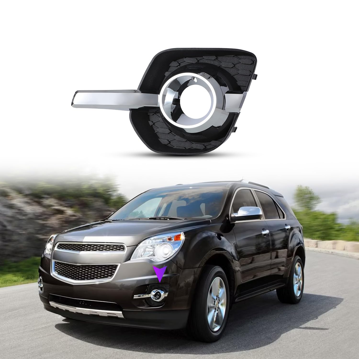 Nixon Offroad Fog Lights Bezels For Chevy Equinox 2010 2011 2012 2013 2014 2015 Fog Lamp Cover Replacement, Left Driver Side(Onl