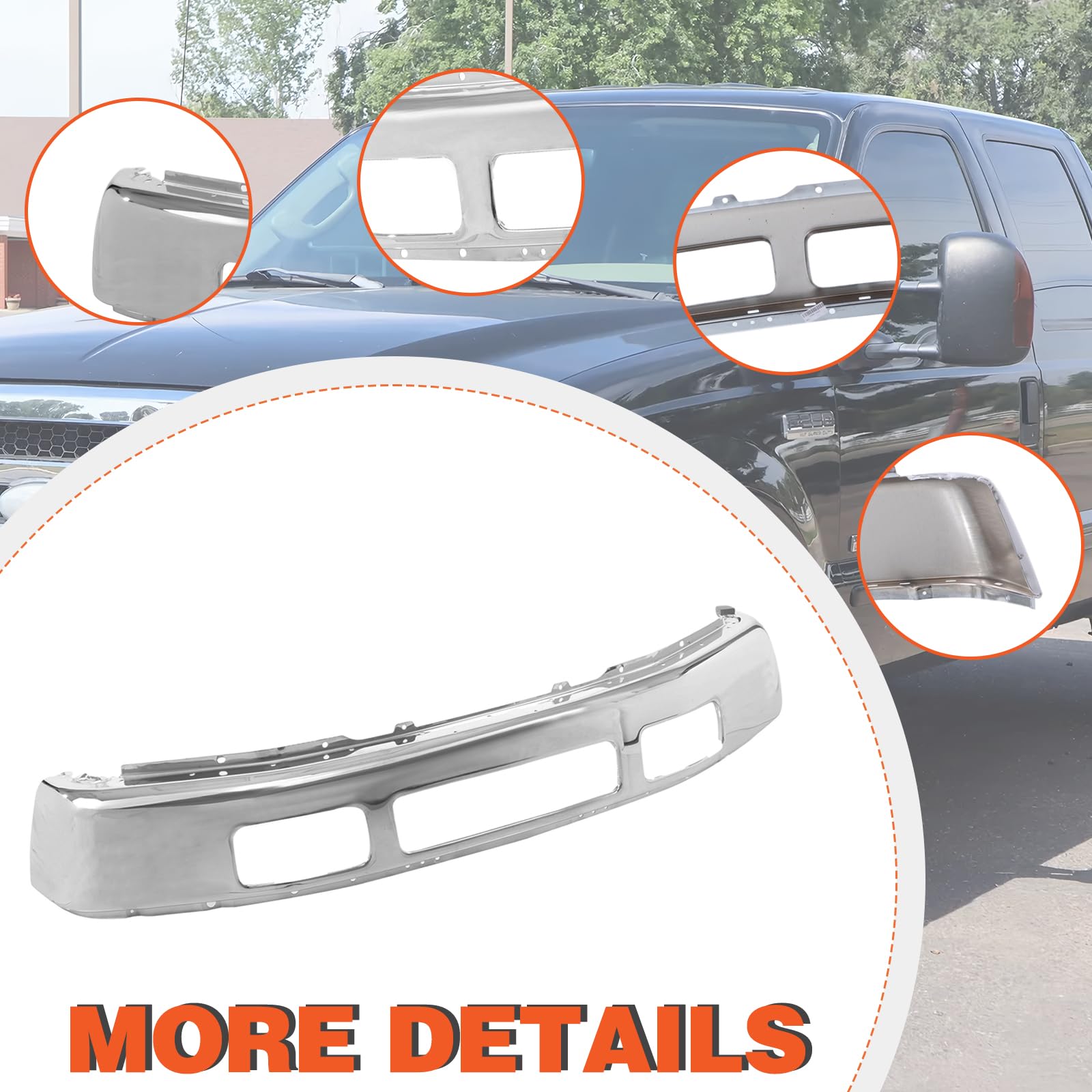 CarPartsDepot Front Bumper Face Bar Chrome Compatible With 2005-2007 Ford F250 F350 Super Duty Excursion Pickup 5C3Z17757BA FO10