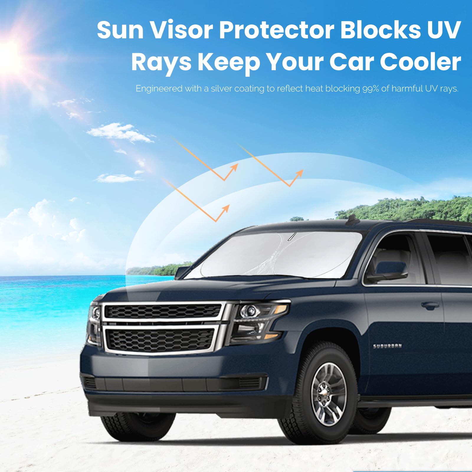 Sunshade For Suburban Windshield Sun Shade Custom Fit 2015-2020 Chevy Chevrolet Suburban Accessories Foldable Front Window Shiel