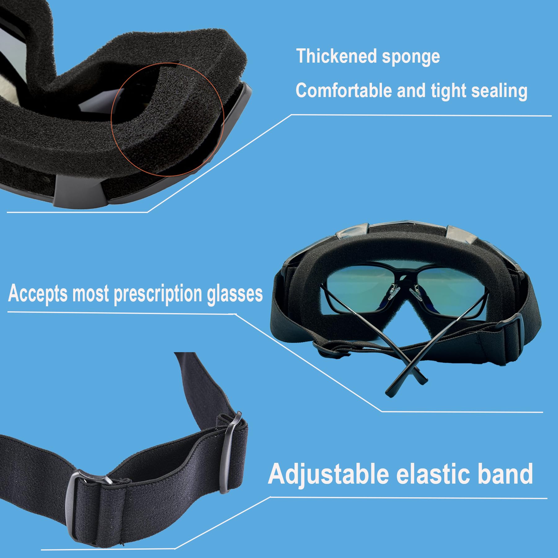 LJDJ Dirt Bike Goggles, Motorcycle Goggles 2 Pack ATV Goggles Riding Goggles Ski Goggles Windproof Offroad Protective Glasses Ra