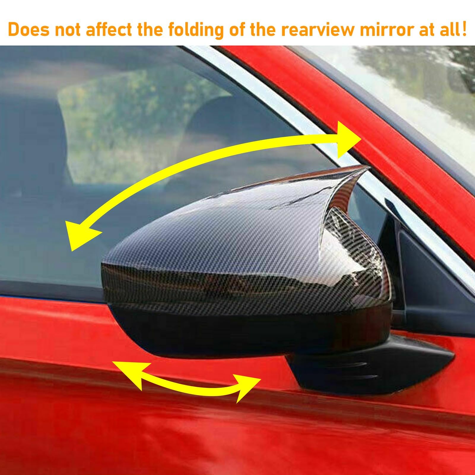 Moonlinks Compatible With 2022 2023 2024 2025 Honda Civic Side Ox Horn Mirror Cover Sticker, Carbon Fiber Lh & Rh Side Door Exte